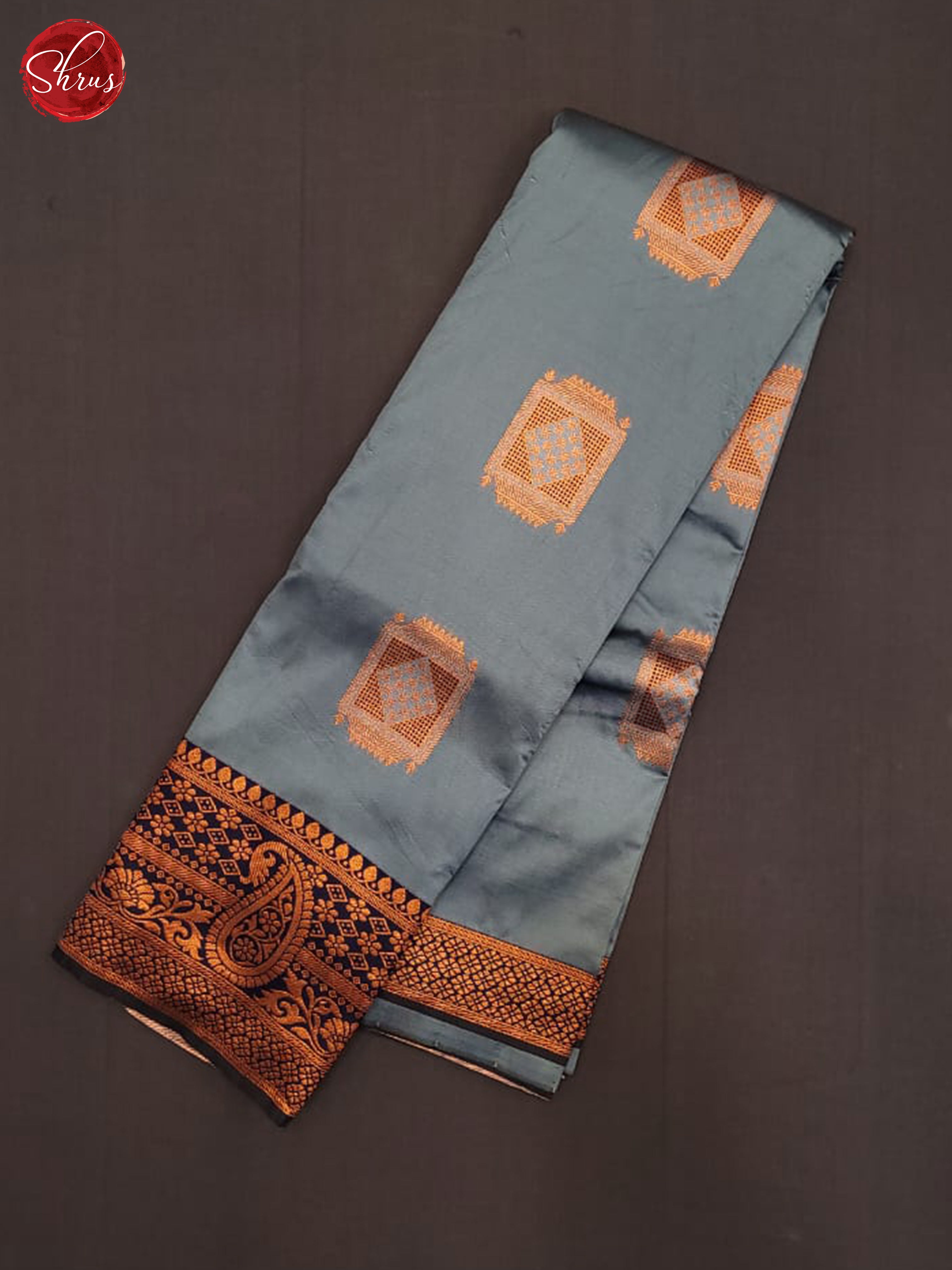 Grey & Blue - Semi Softsilk Saree - Shop on ShrusEternity.com