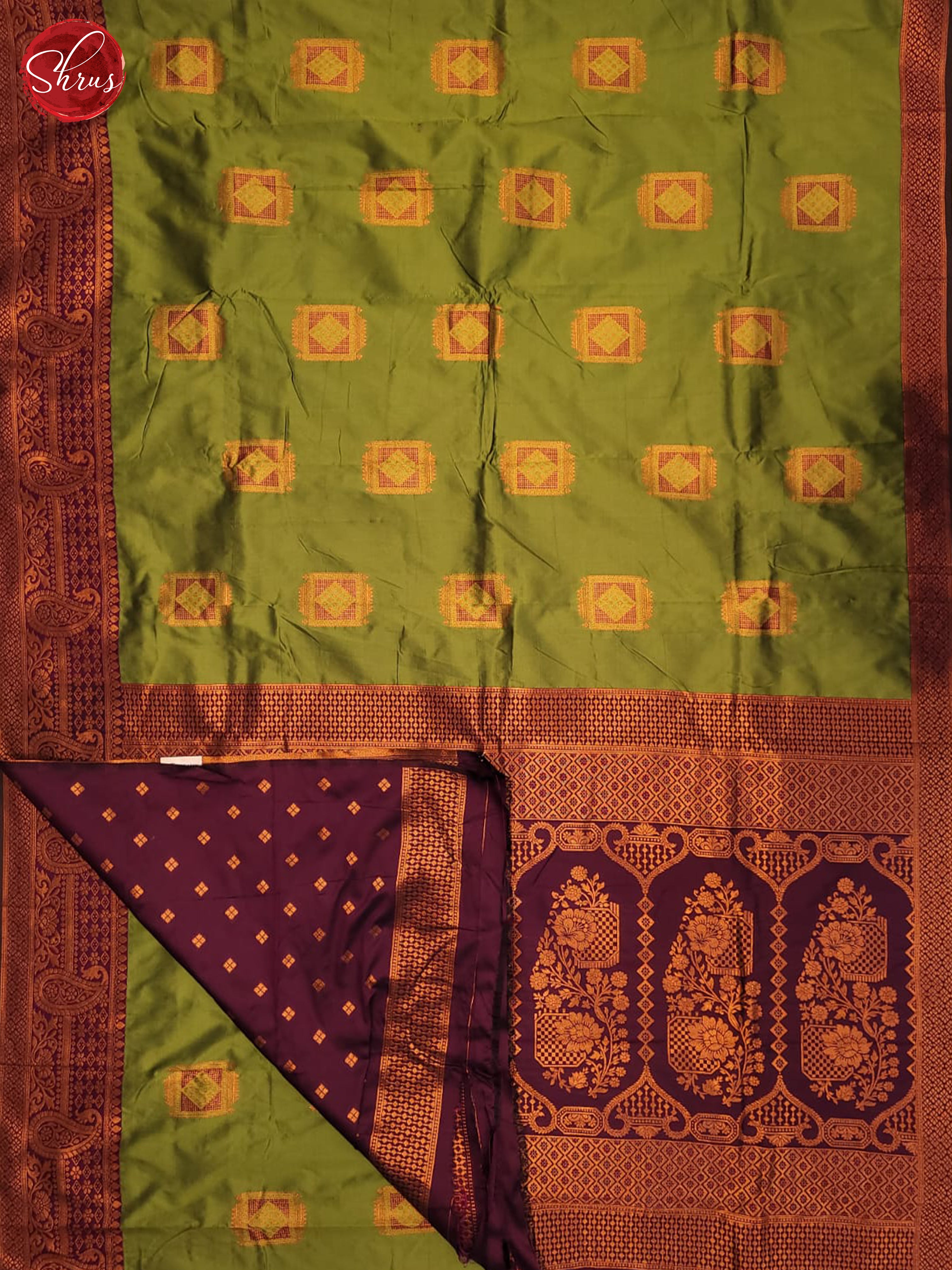 Green & Wine- Semi Softsilk Saree - Shop on ShrusEternity.com