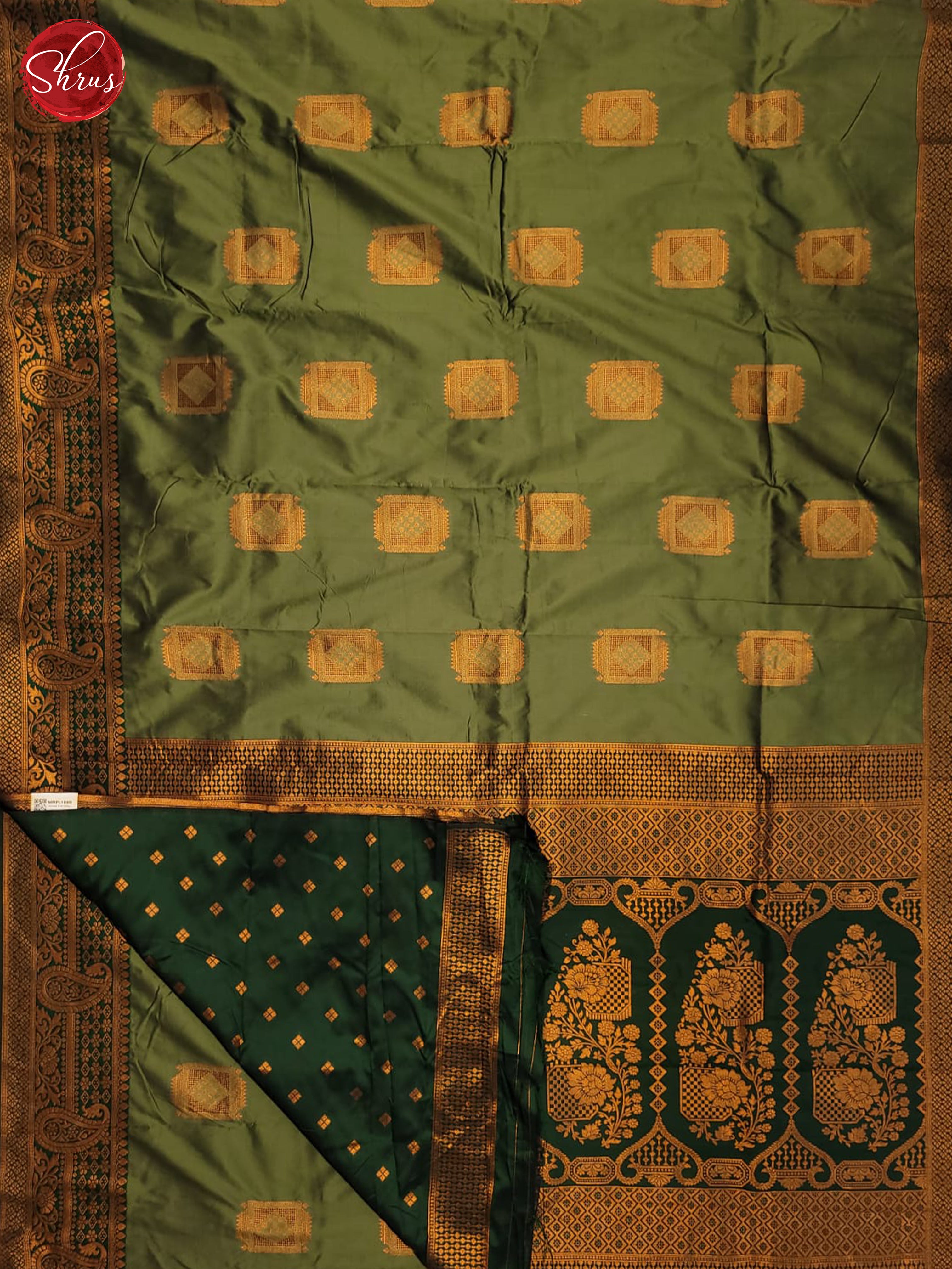 Mehandi Green & Green- Semi Softsilk Saree - Shop on ShrusEternity.com