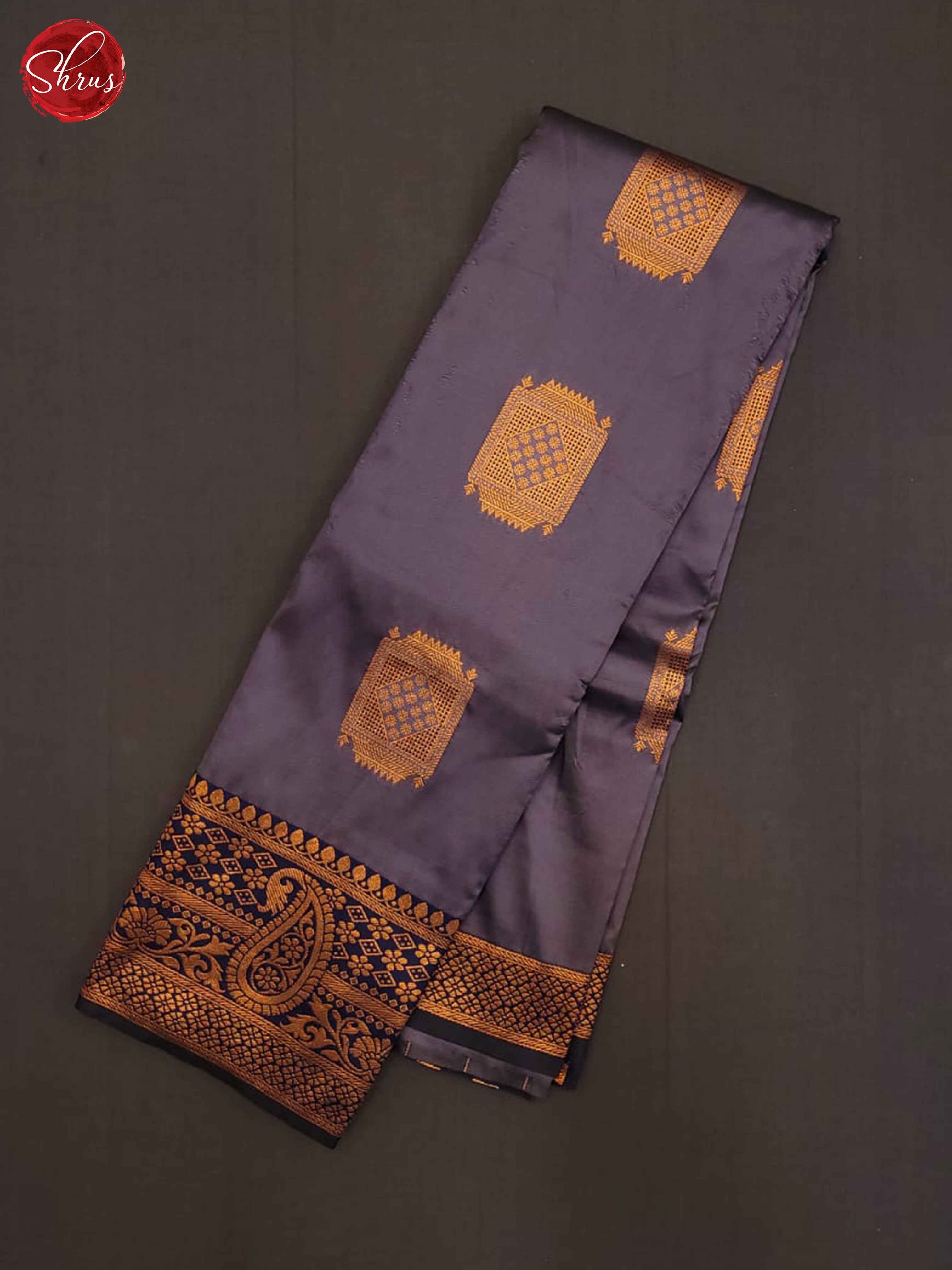 Grey & Blue - Semi Softsilk  Saree - Shop on ShrusEternity.com