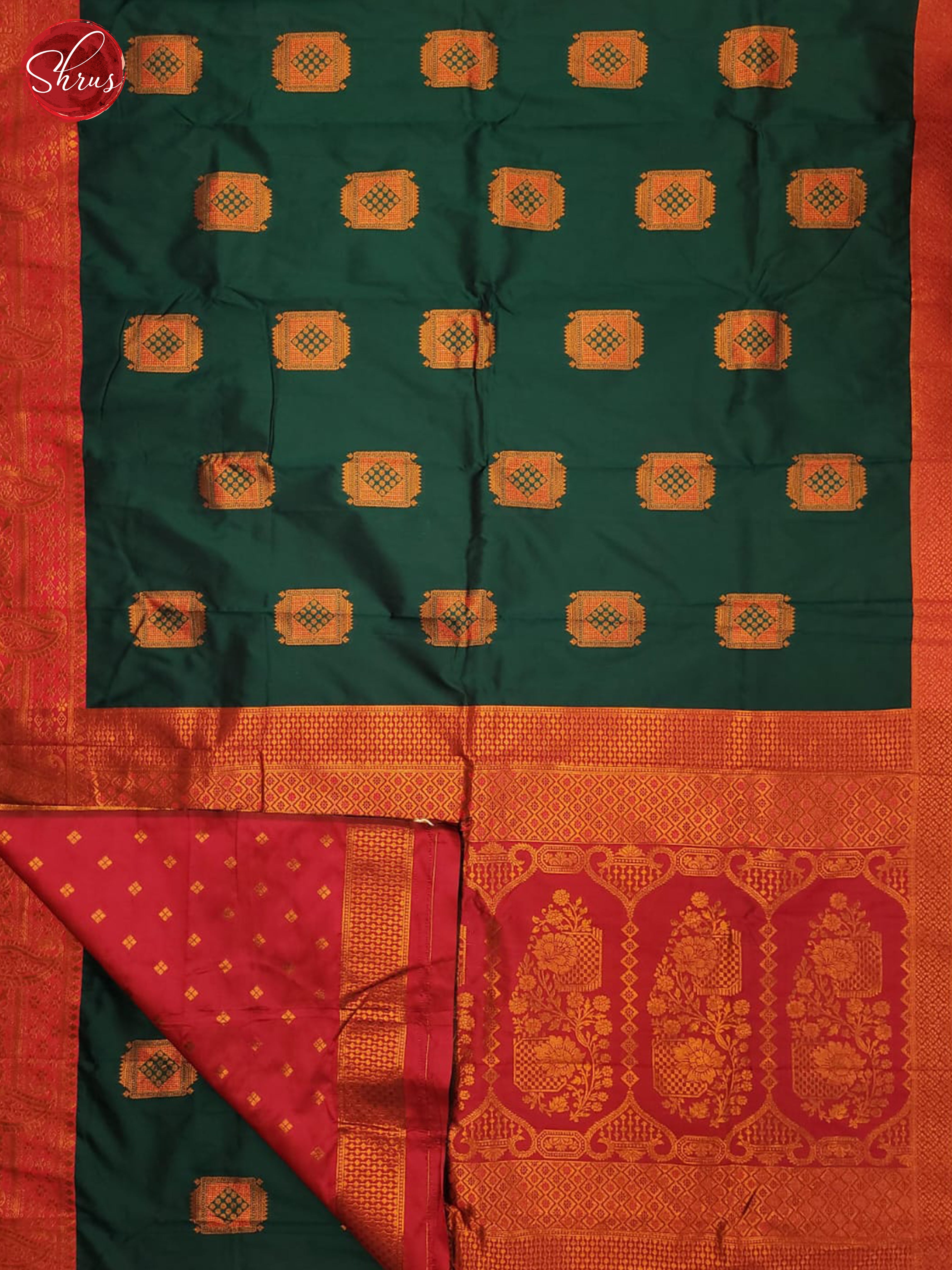 Green &  Red- Semi Softsilk Saree - Shop on ShrusEternity.com