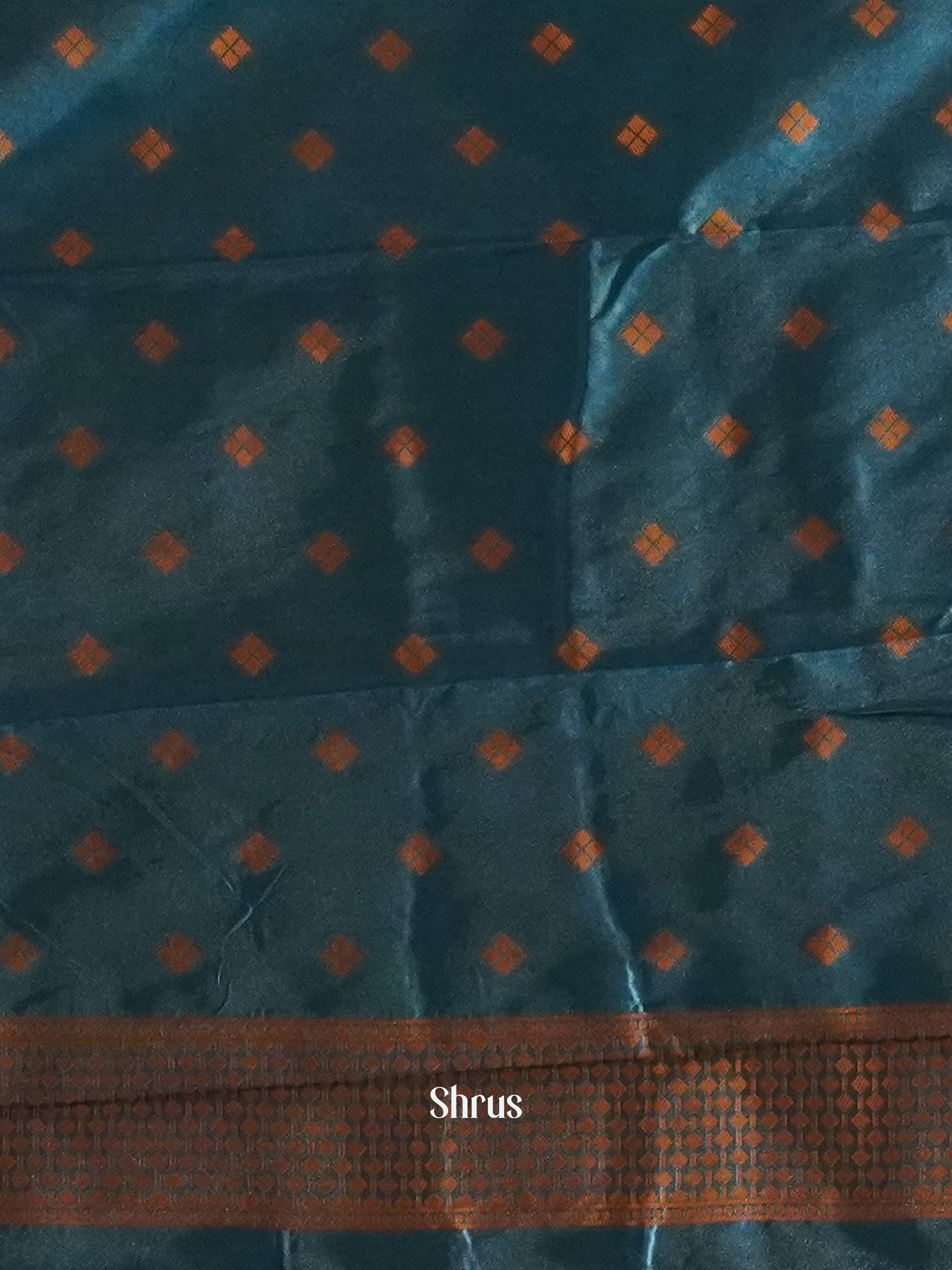 Wine & Blue - Semi Softsilk Saree