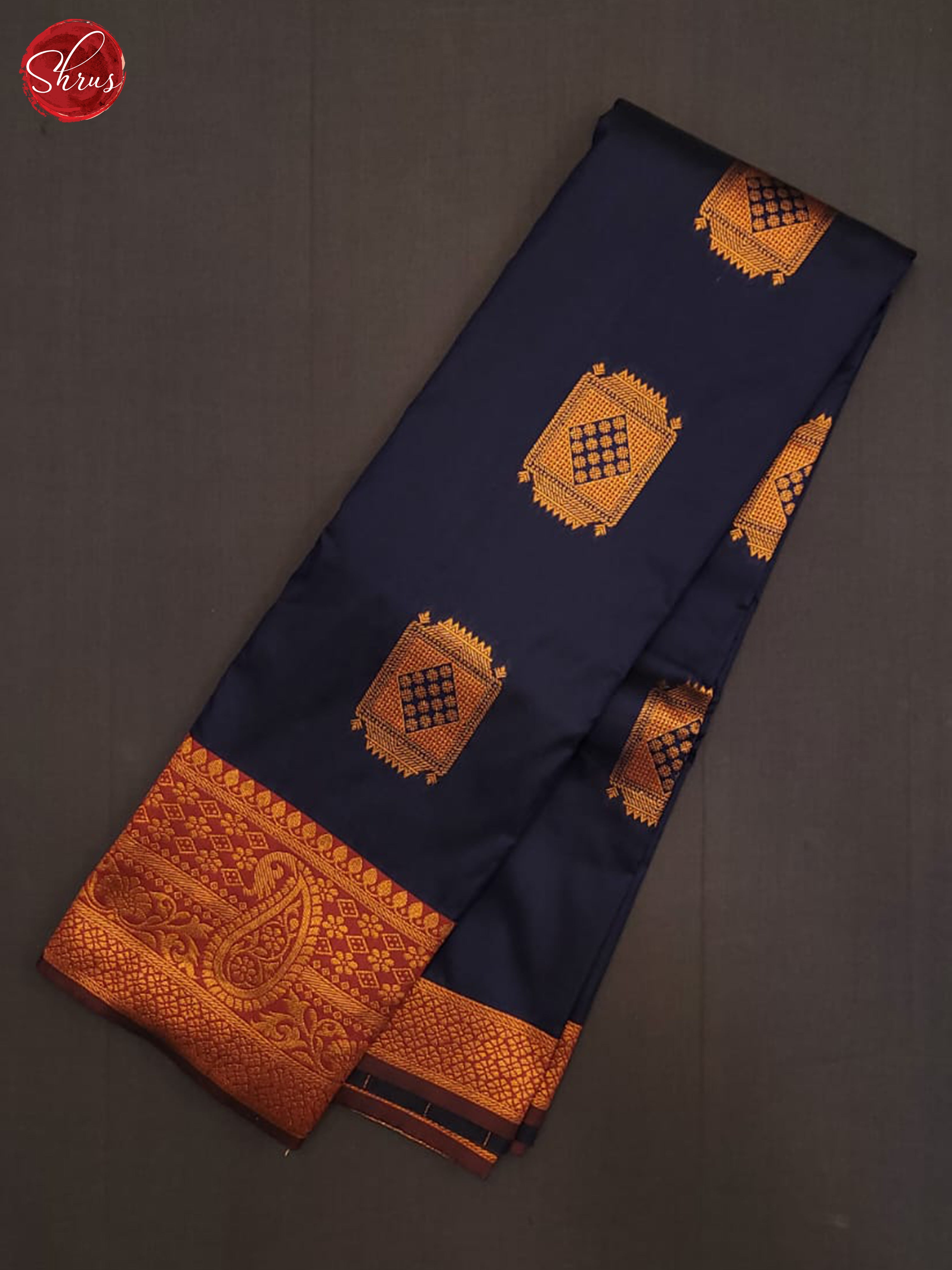 Navy Blue(Single Tone) - Semi Softsilk Saree - Shop on ShrusEternity.com