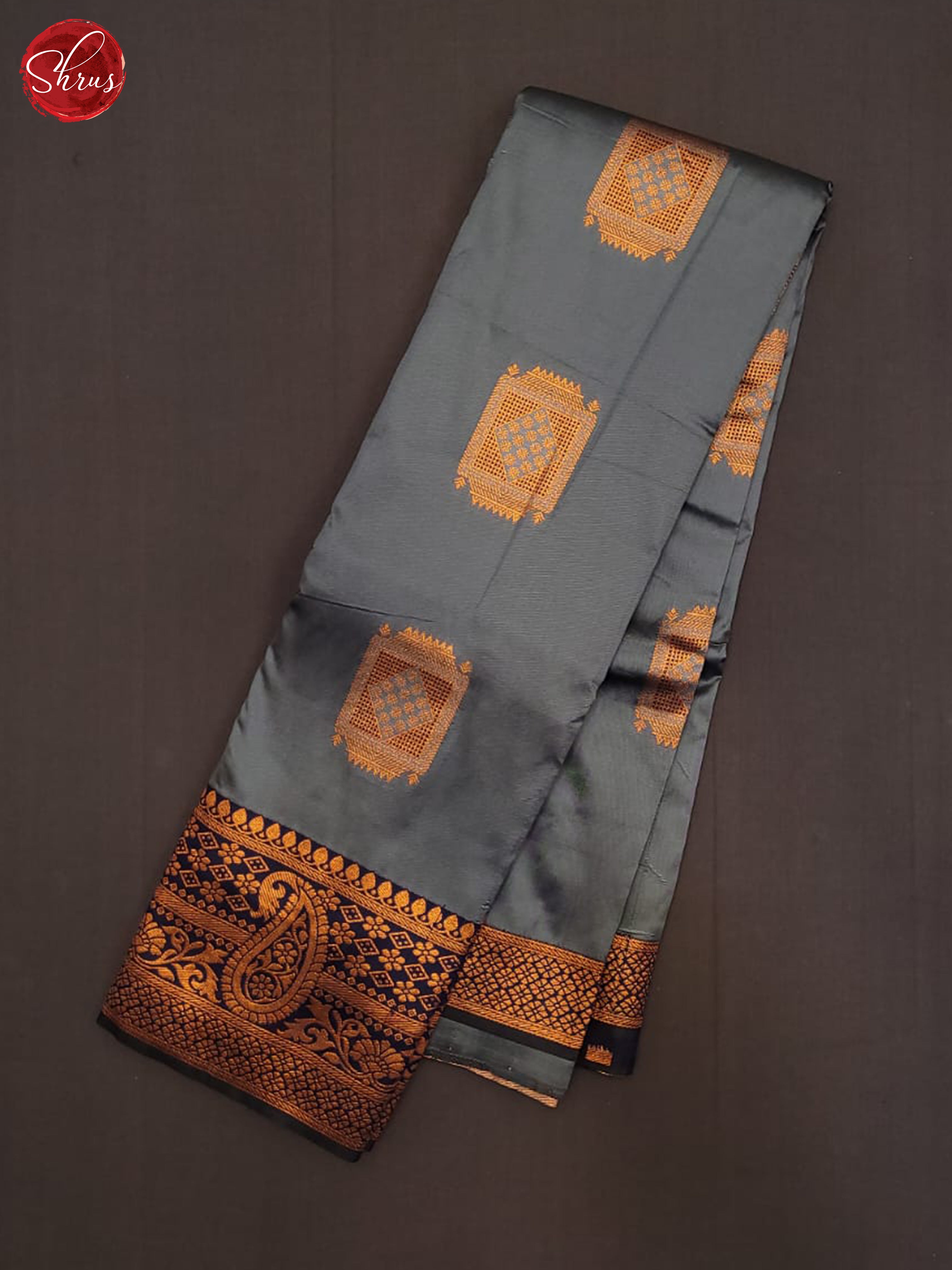 Grey & Blue - Semi Softsilk Saree - Shop on ShrusEternity.com