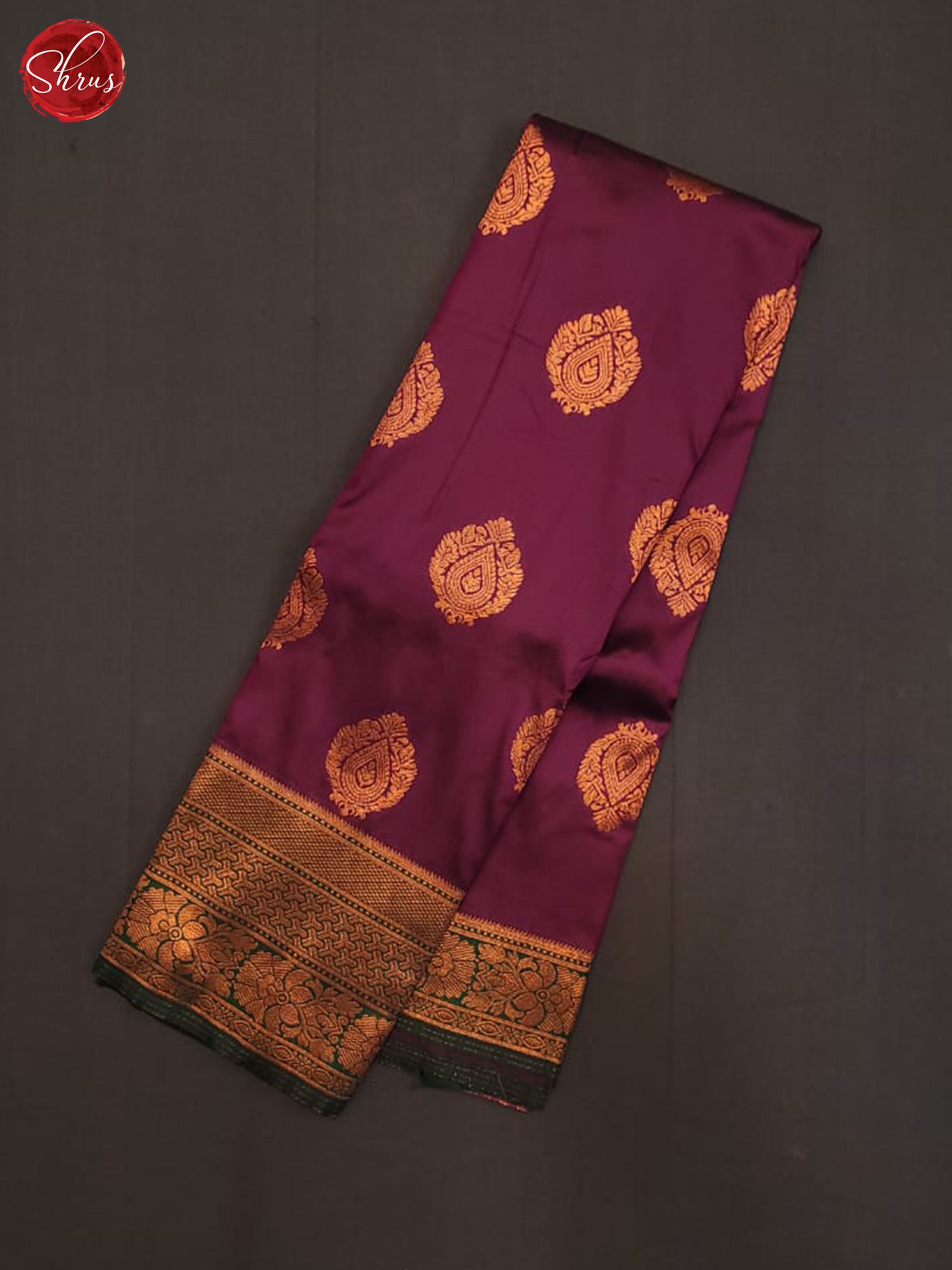 WIne & Green - Semi Softsilk Saree - Shop on ShrusEternity.com