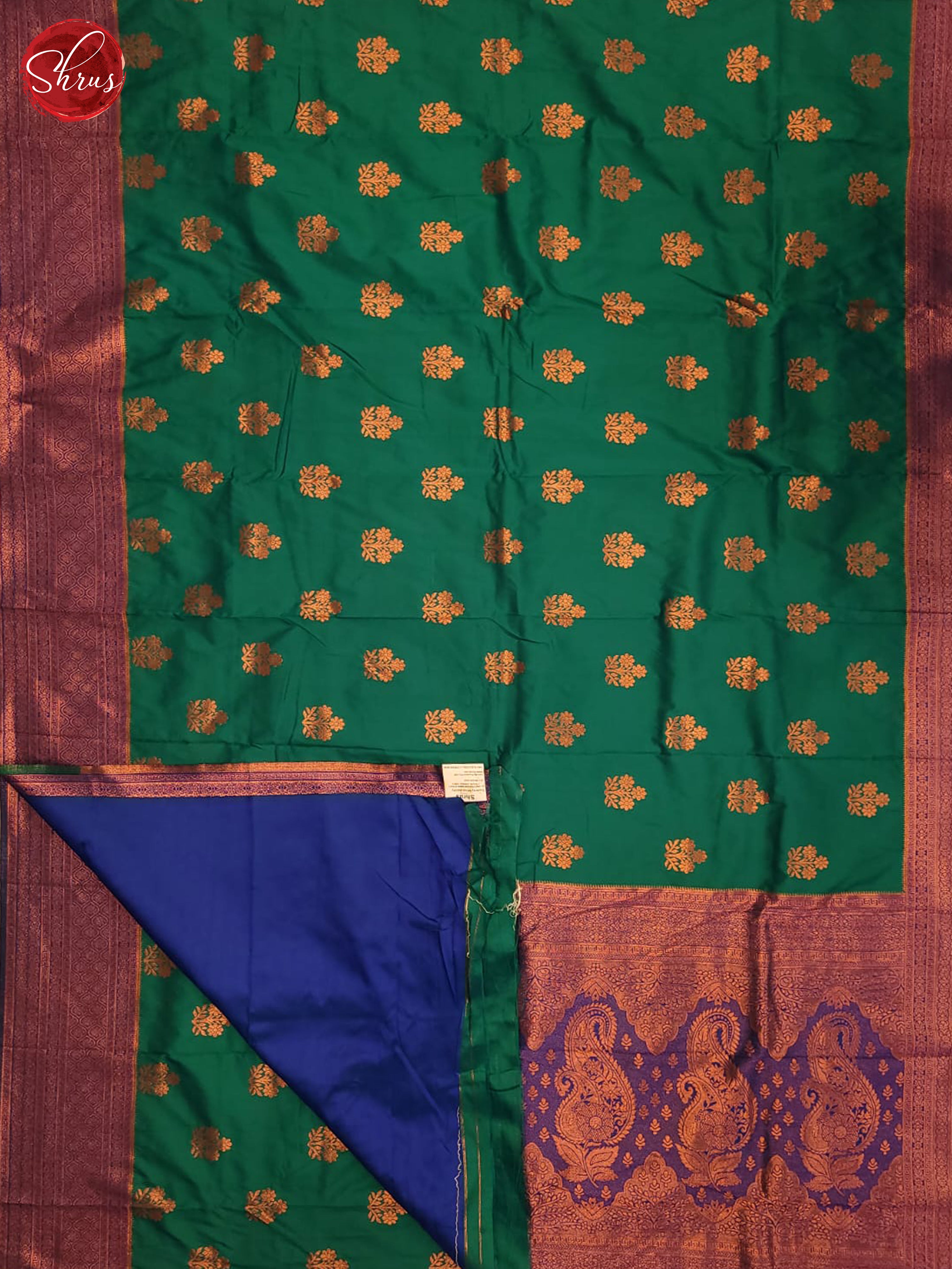 Green & Blue- Semi Softsilk Saree - Shop on ShrusEternity.com