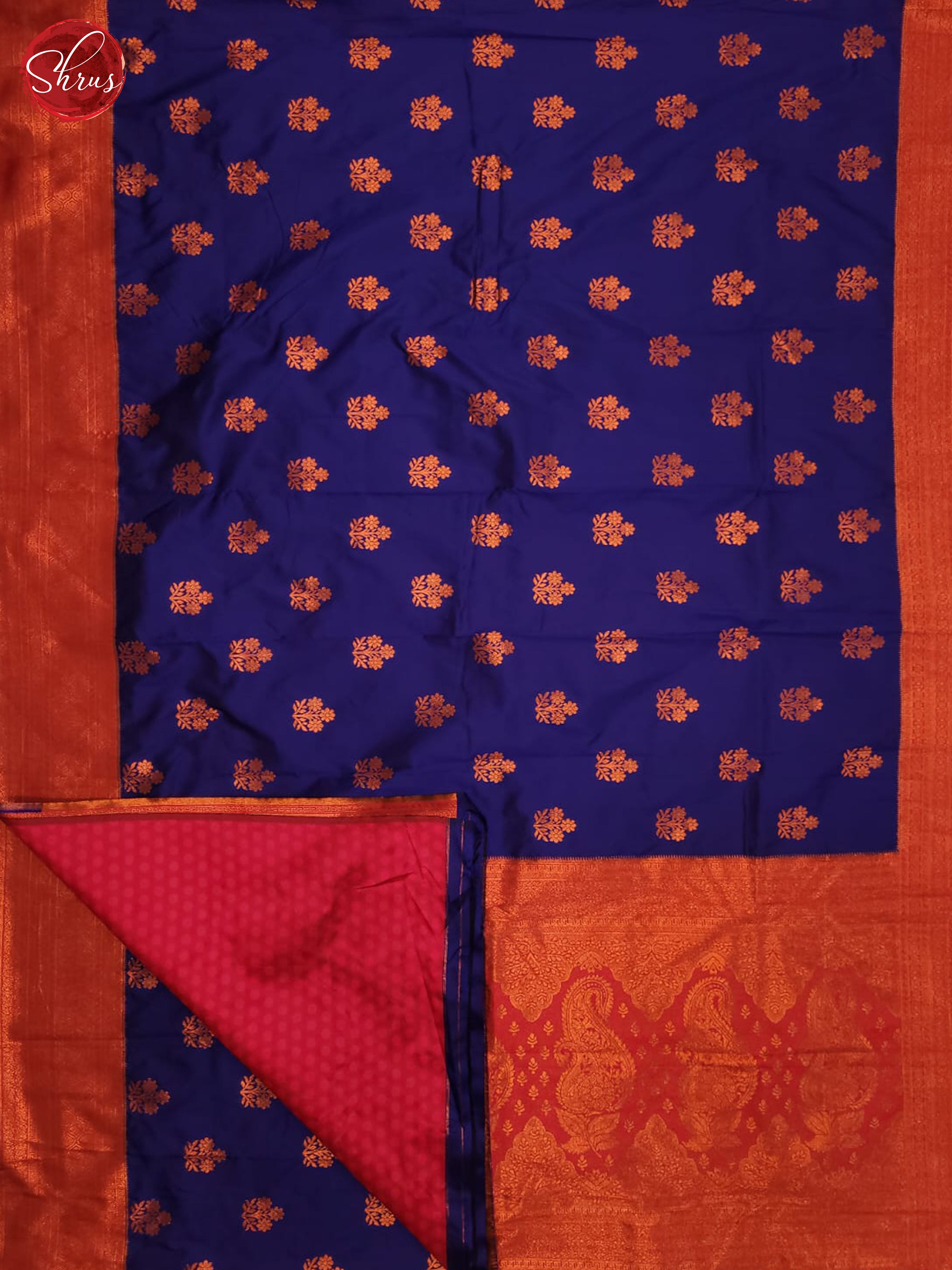Blue & Red - Semi Soft Silk Saree - Shop on ShrusEternity.com