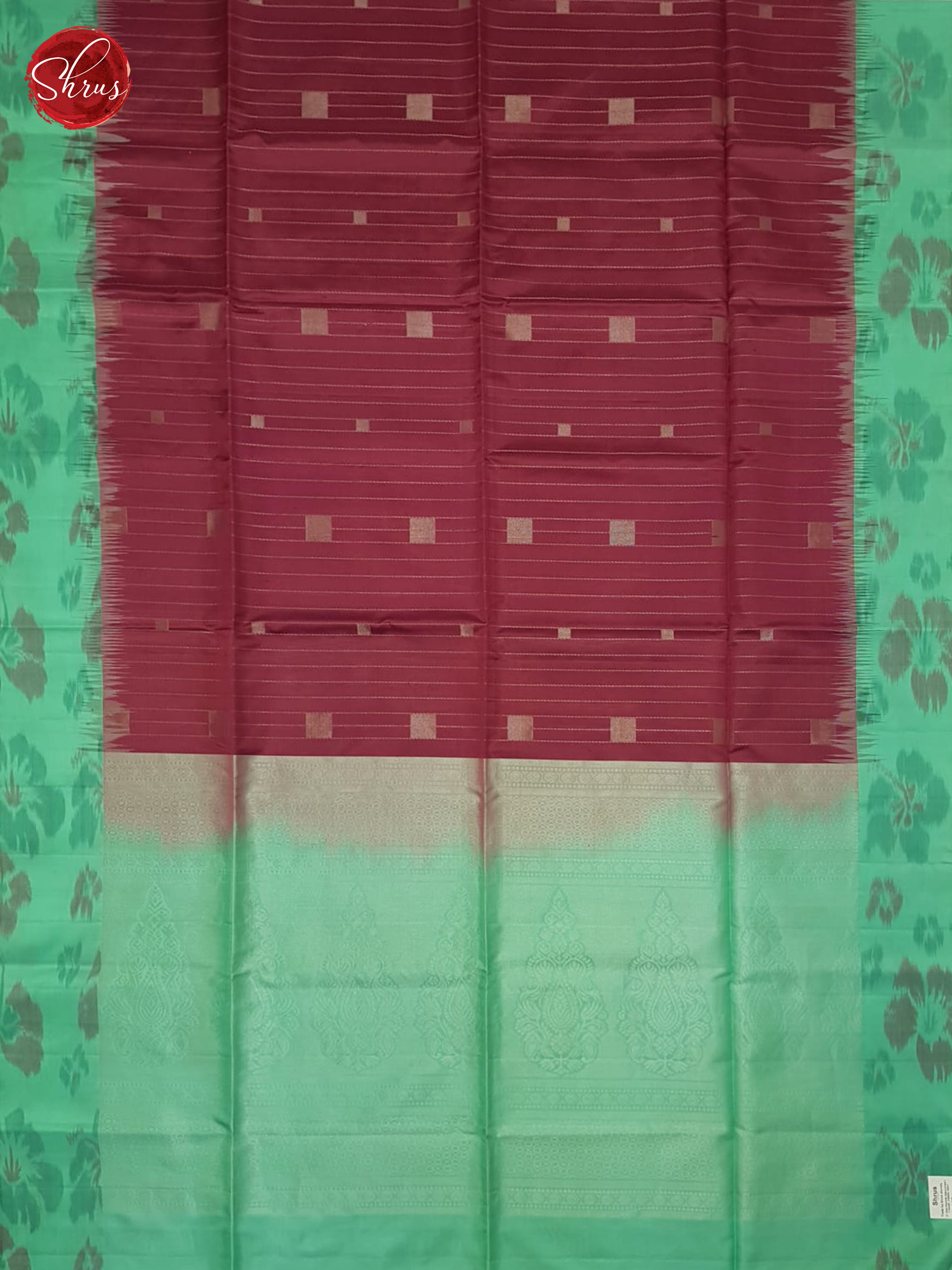 Maroon And Teal Green-Soft silk saree - Shop on ShrusEternity.com