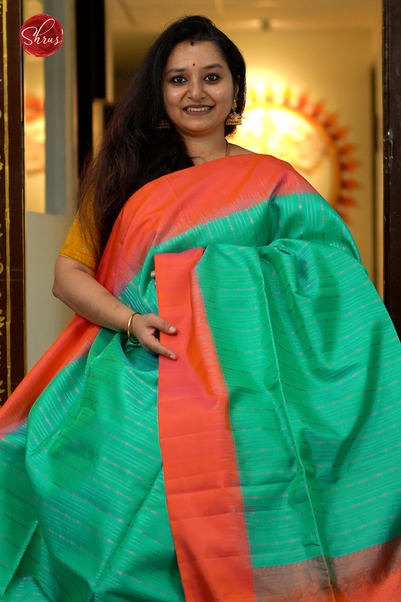 Orange/Blue Kanjeevaram Silk Saree – adishwarstore