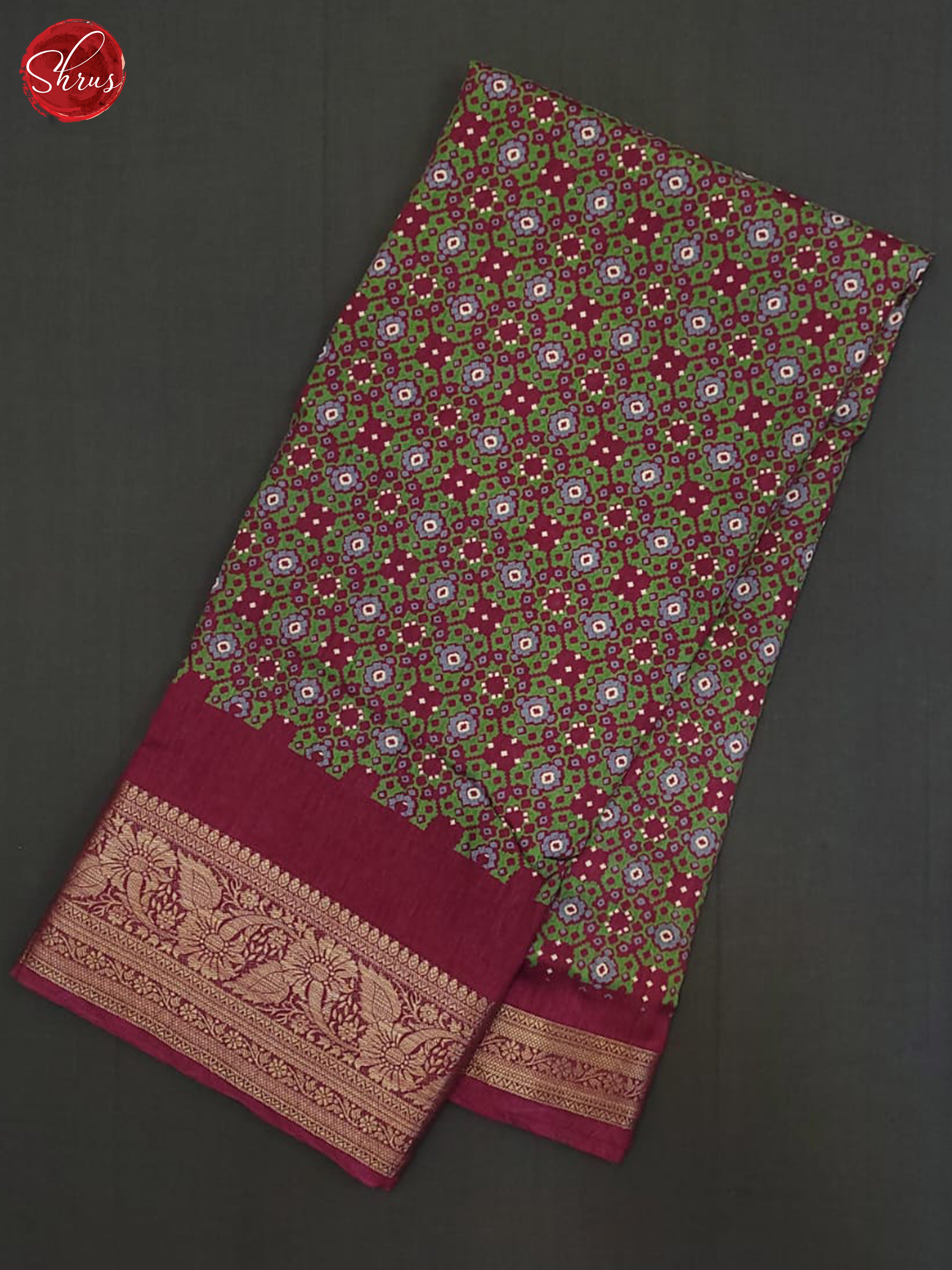 Majenta Pink & Green- Semi Crepe Saree - Shop on ShrusEternity.com