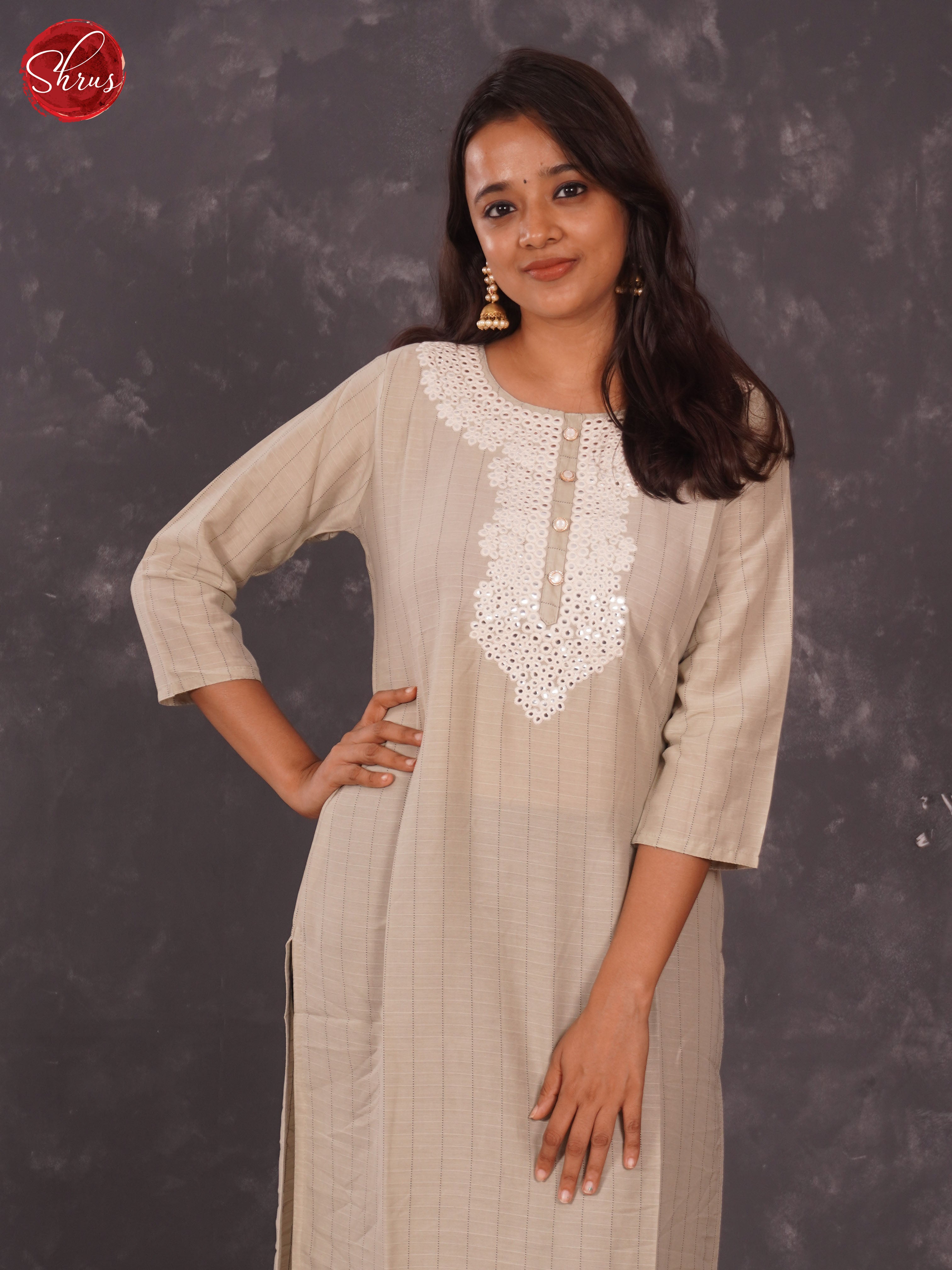 Grey - Embroidered Straight Readymade Kurti - Shop on ShrusEternity.com