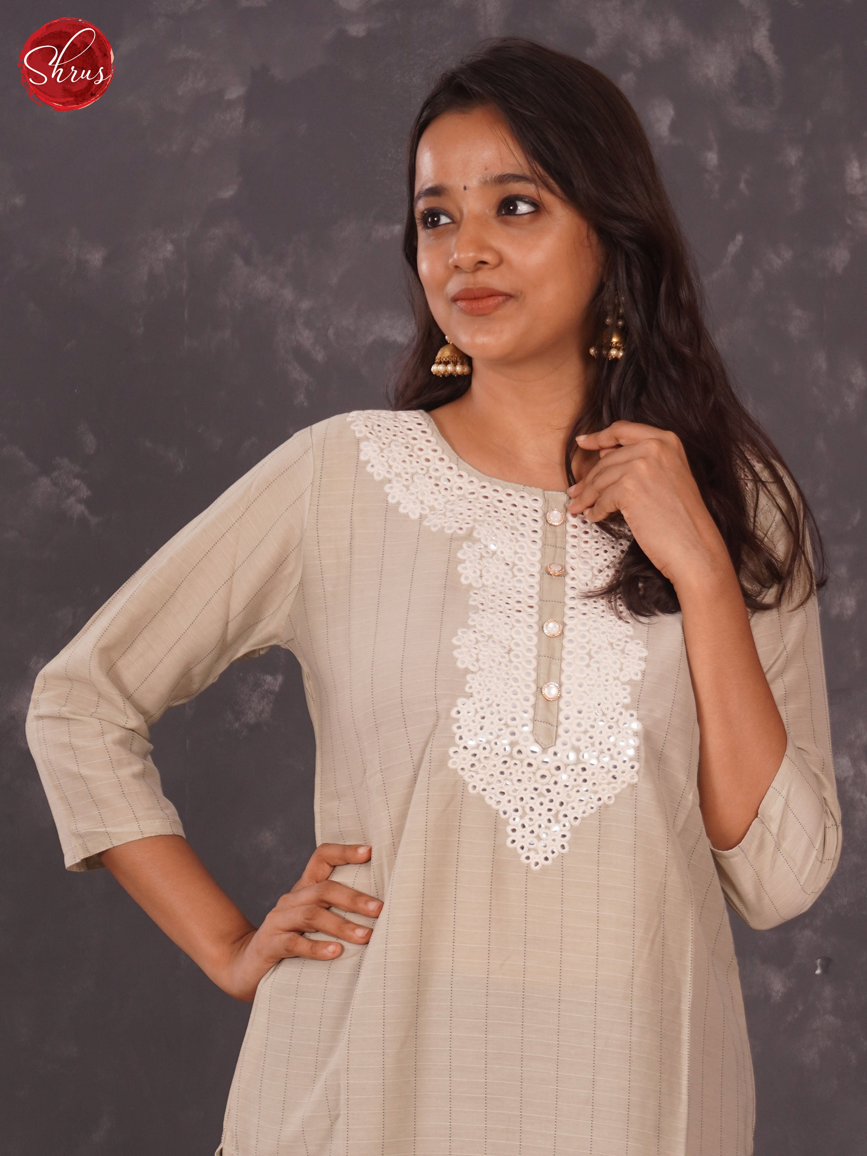 Grey - Embroidered Straight Readymade Kurti - Shop on ShrusEternity.com