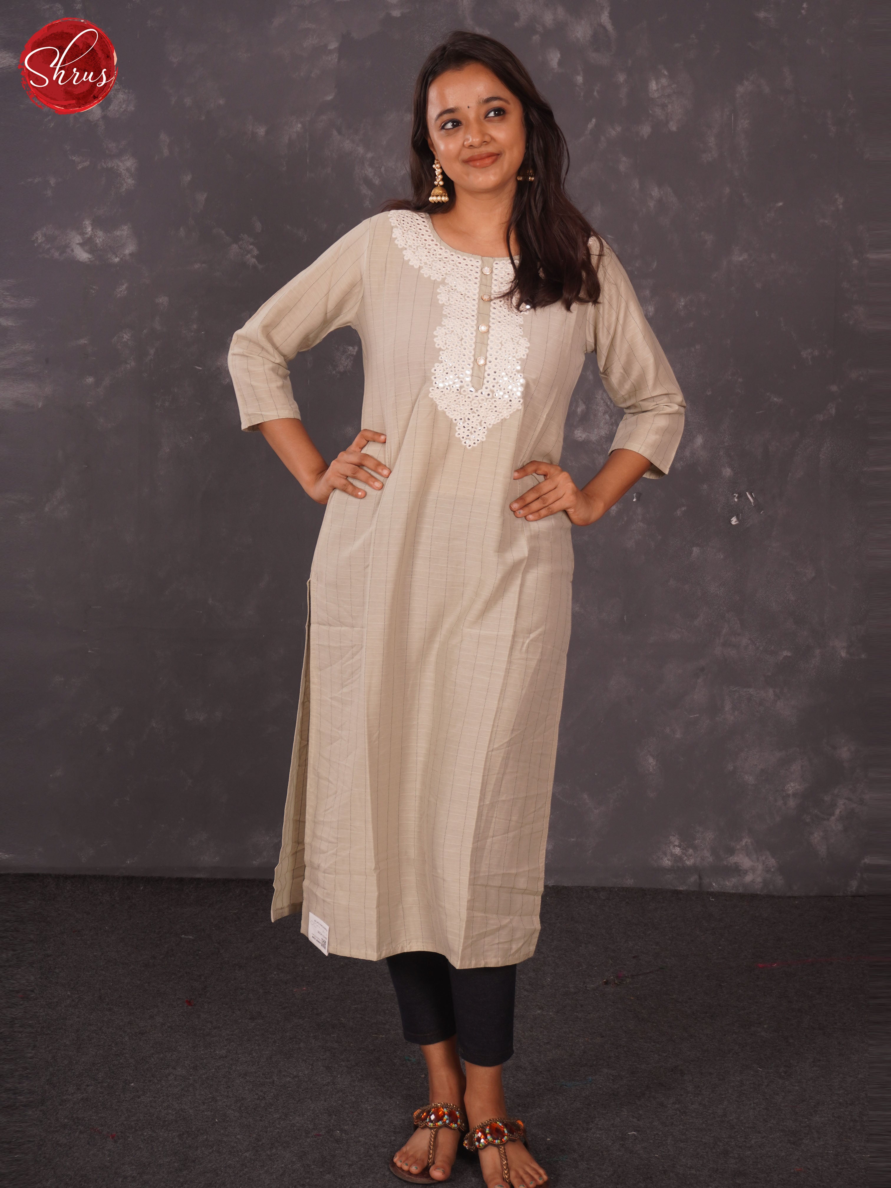 Grey - Embroidered Straight Readymade Kurti - Shop on ShrusEternity.com