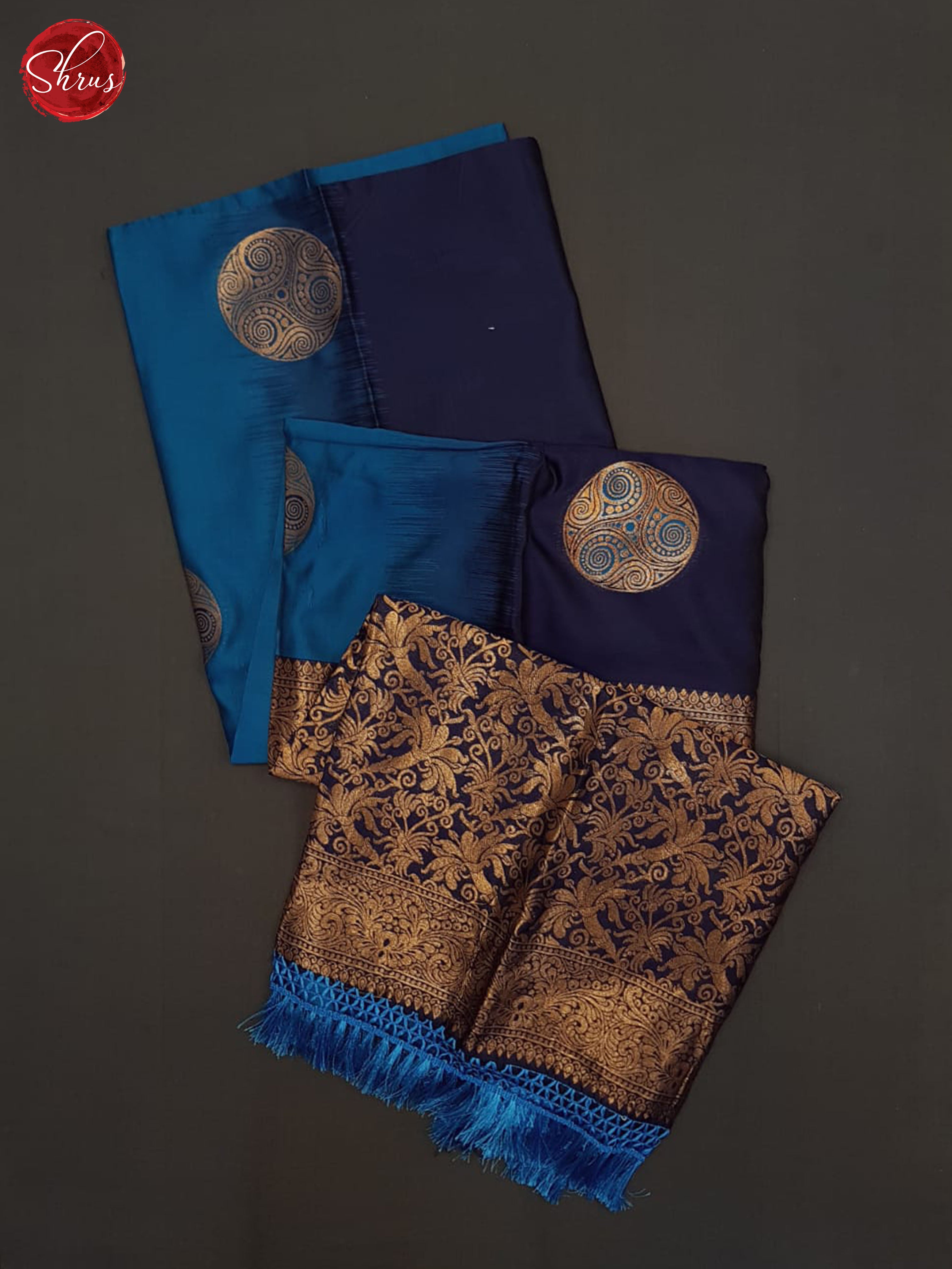 Blue and Navy blue- semi soft silk saree - Shop on ShrusEternity.com