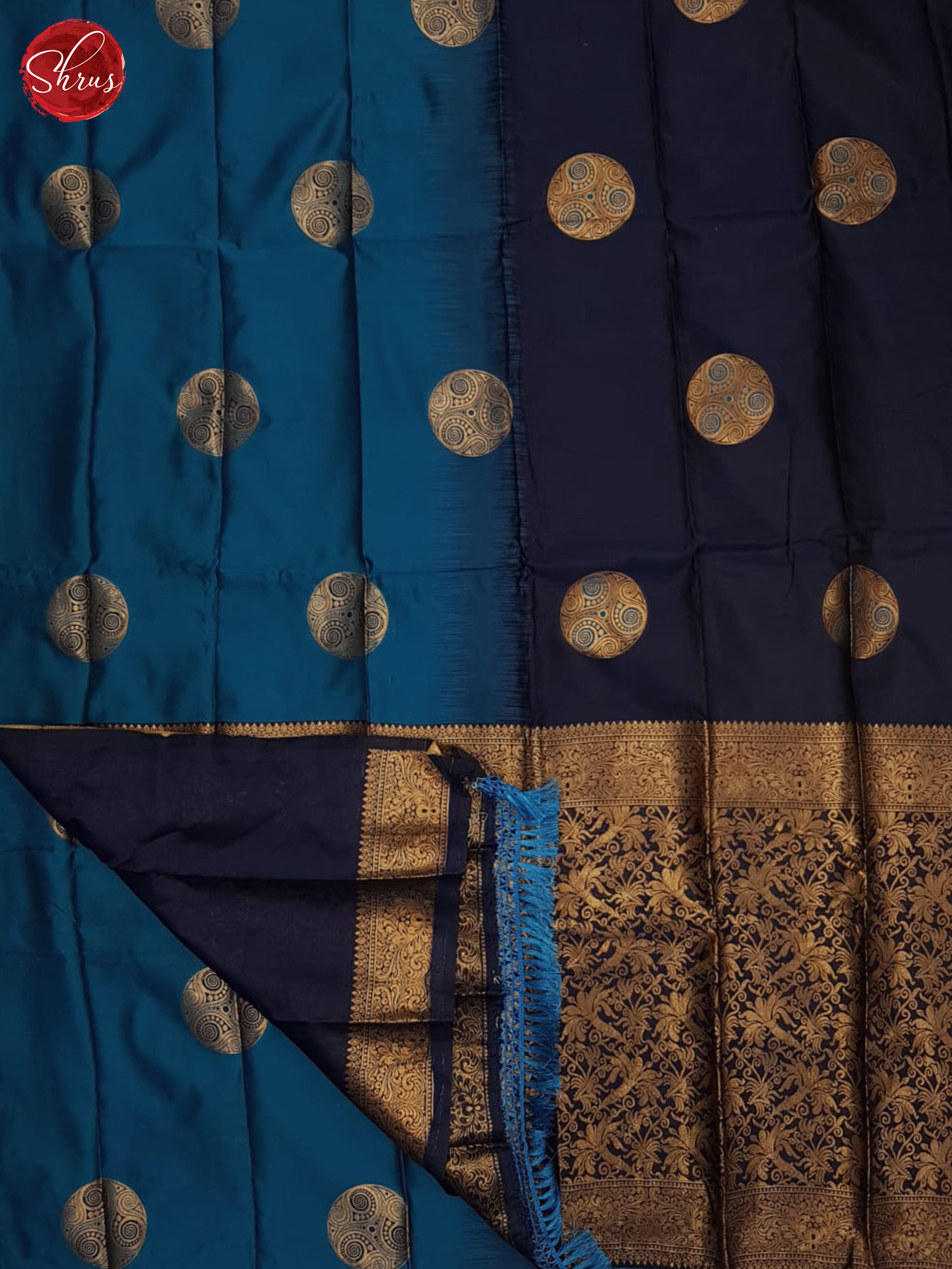 Blue and Navy blue- semi soft silk saree - Shop on ShrusEternity.com