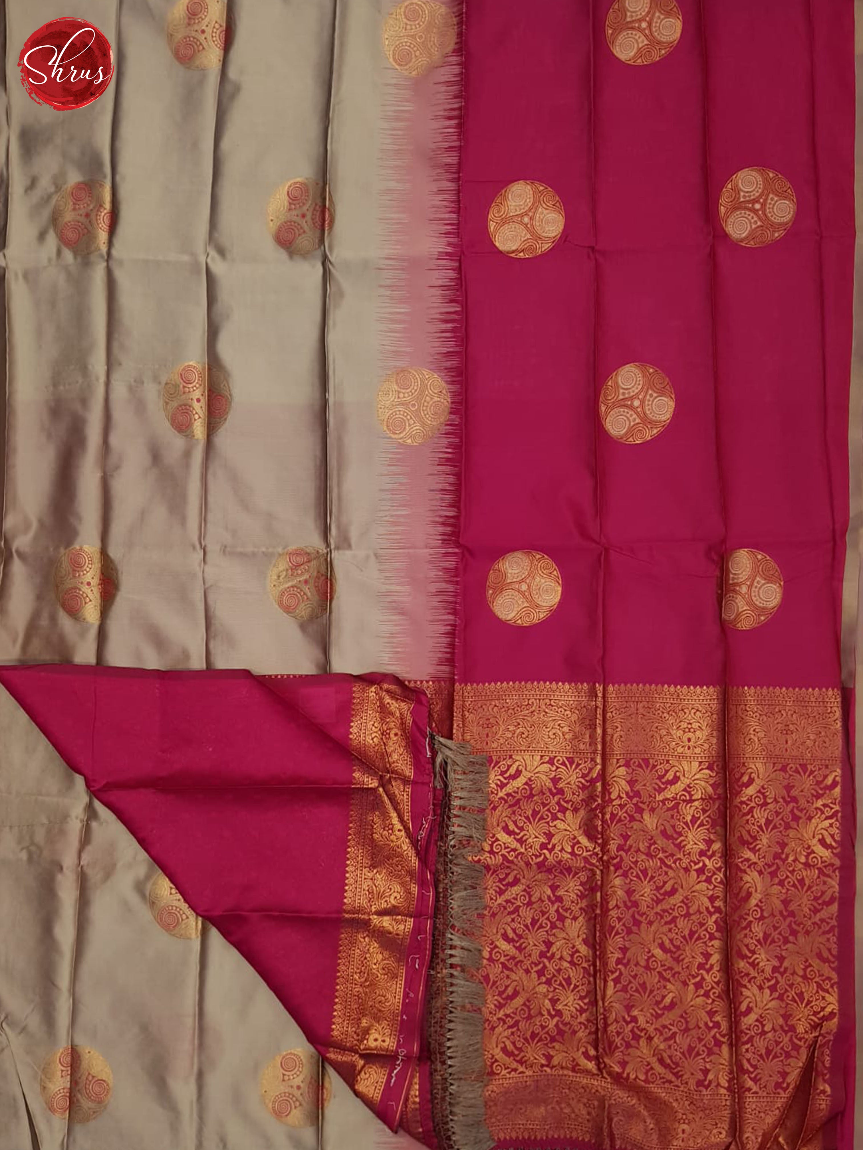 Grey And Pink-Semi soft silk saree - Shop on ShrusEternity.com