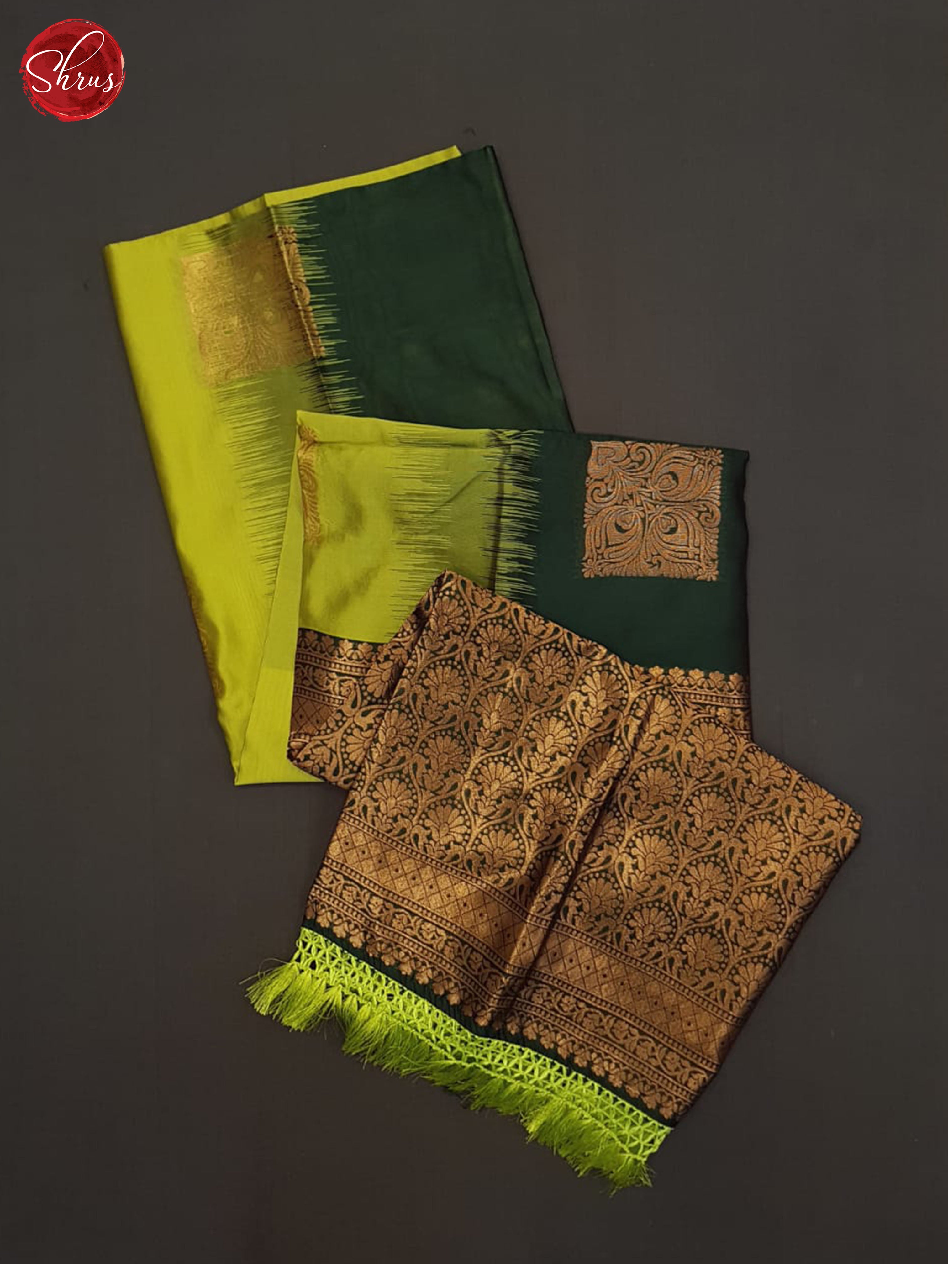 Light Green and dark green -Semi soft silk saree - Shop on ShrusEternity.com