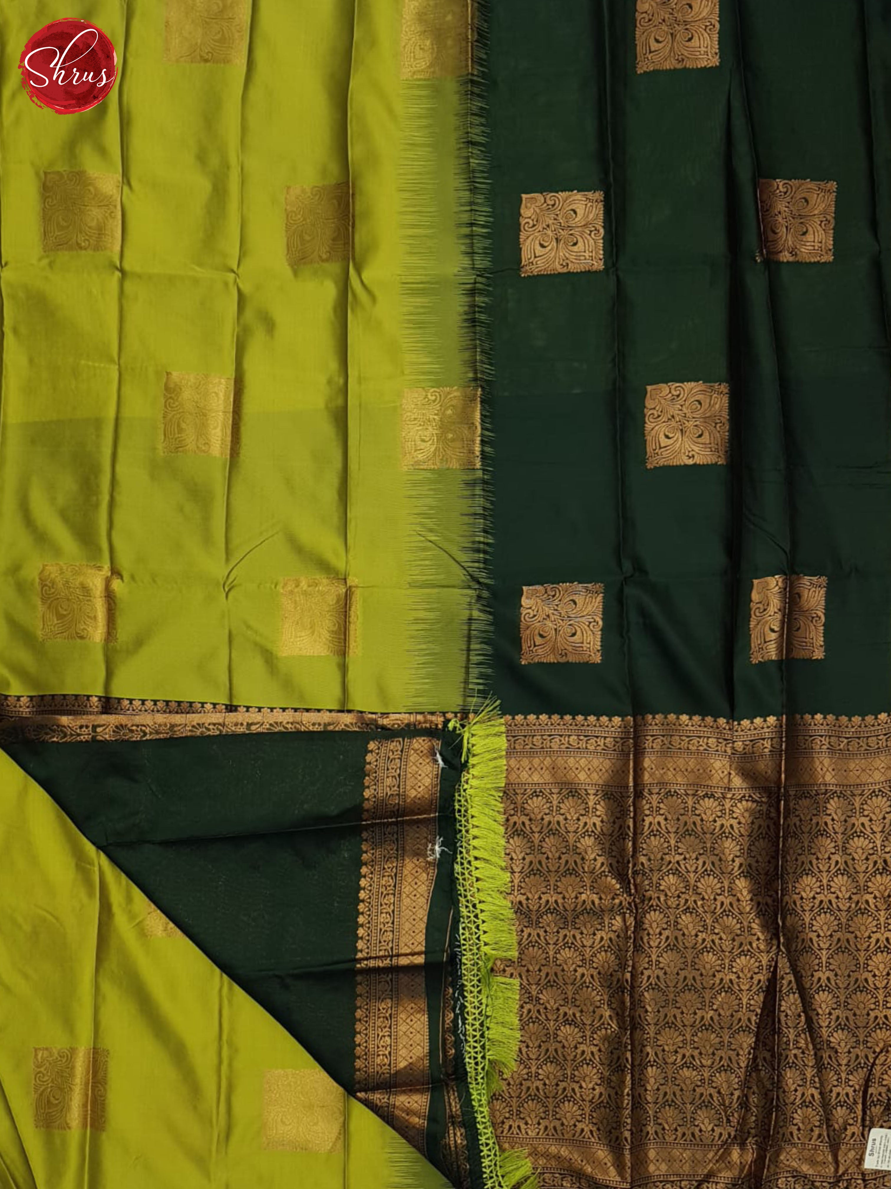 Light Green and dark green -Semi soft silk saree - Shop on ShrusEternity.com