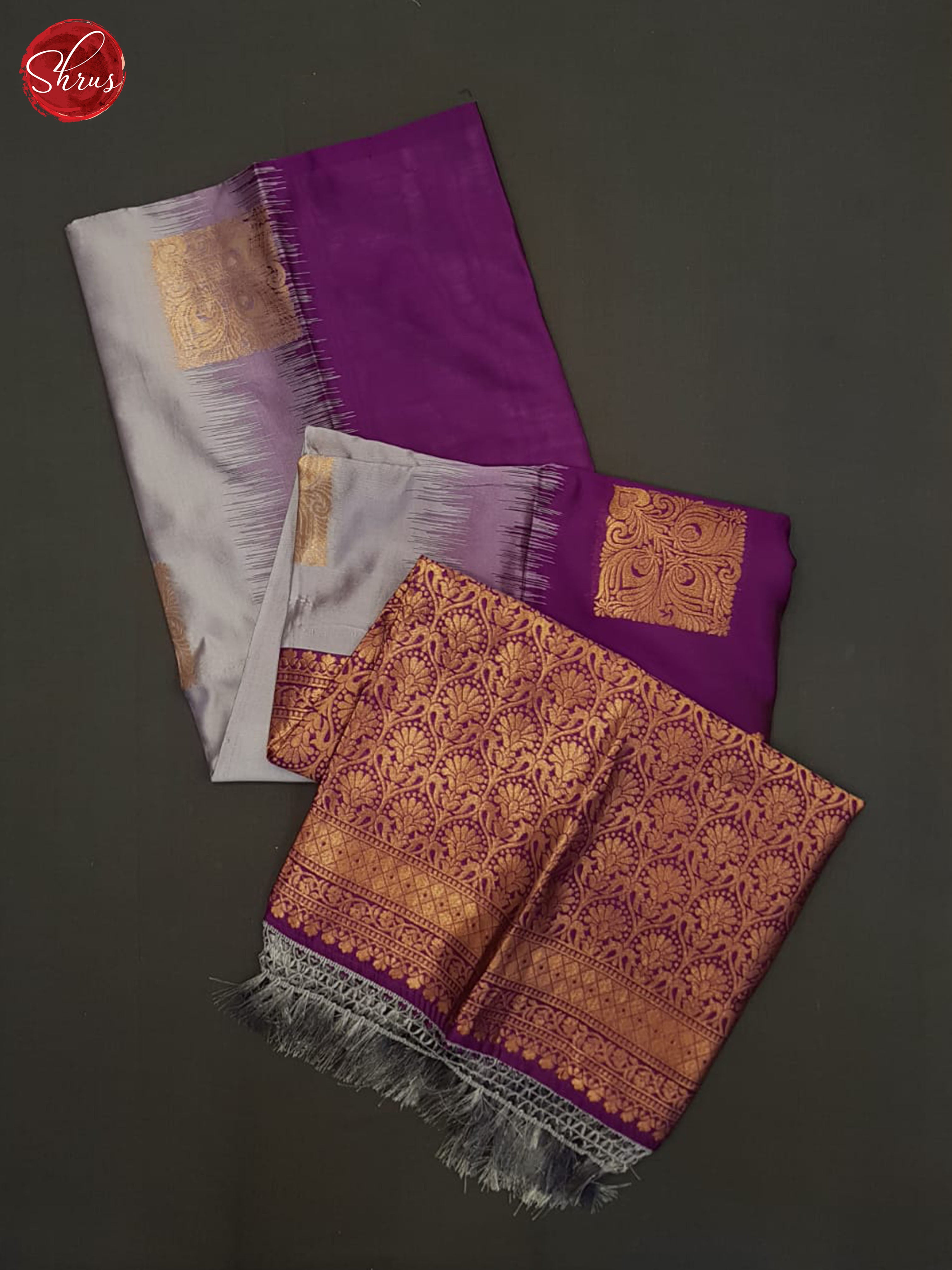 Grey And Purple-Semi soft silk saree - Shop on ShrusEternity.com