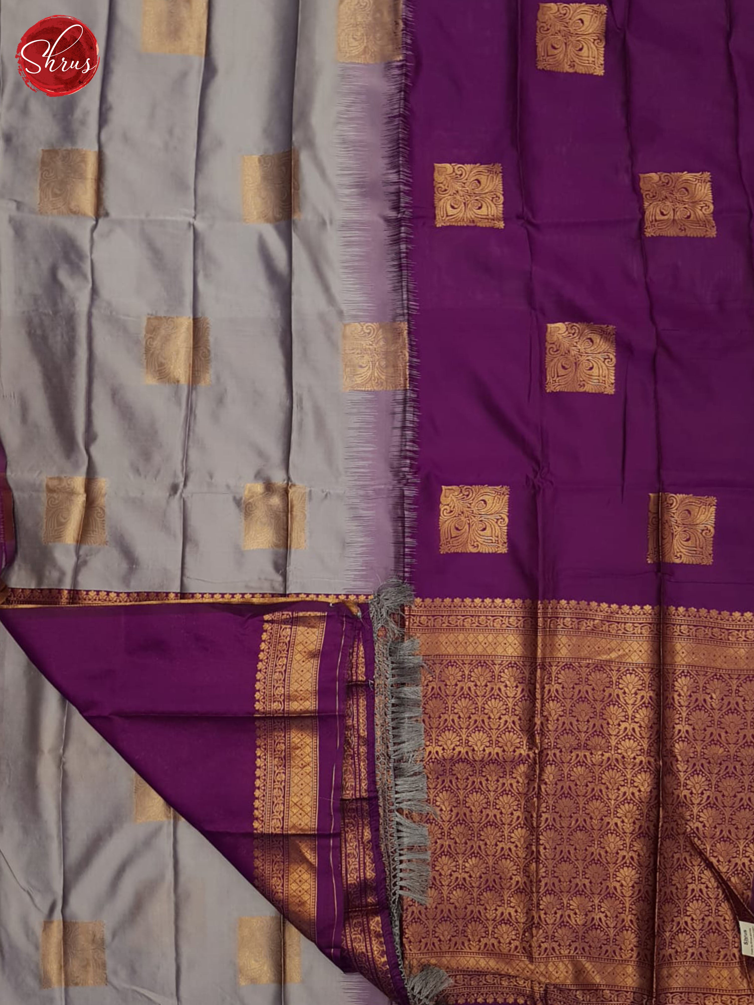 Grey And Purple-Semi soft silk saree - Shop on ShrusEternity.com