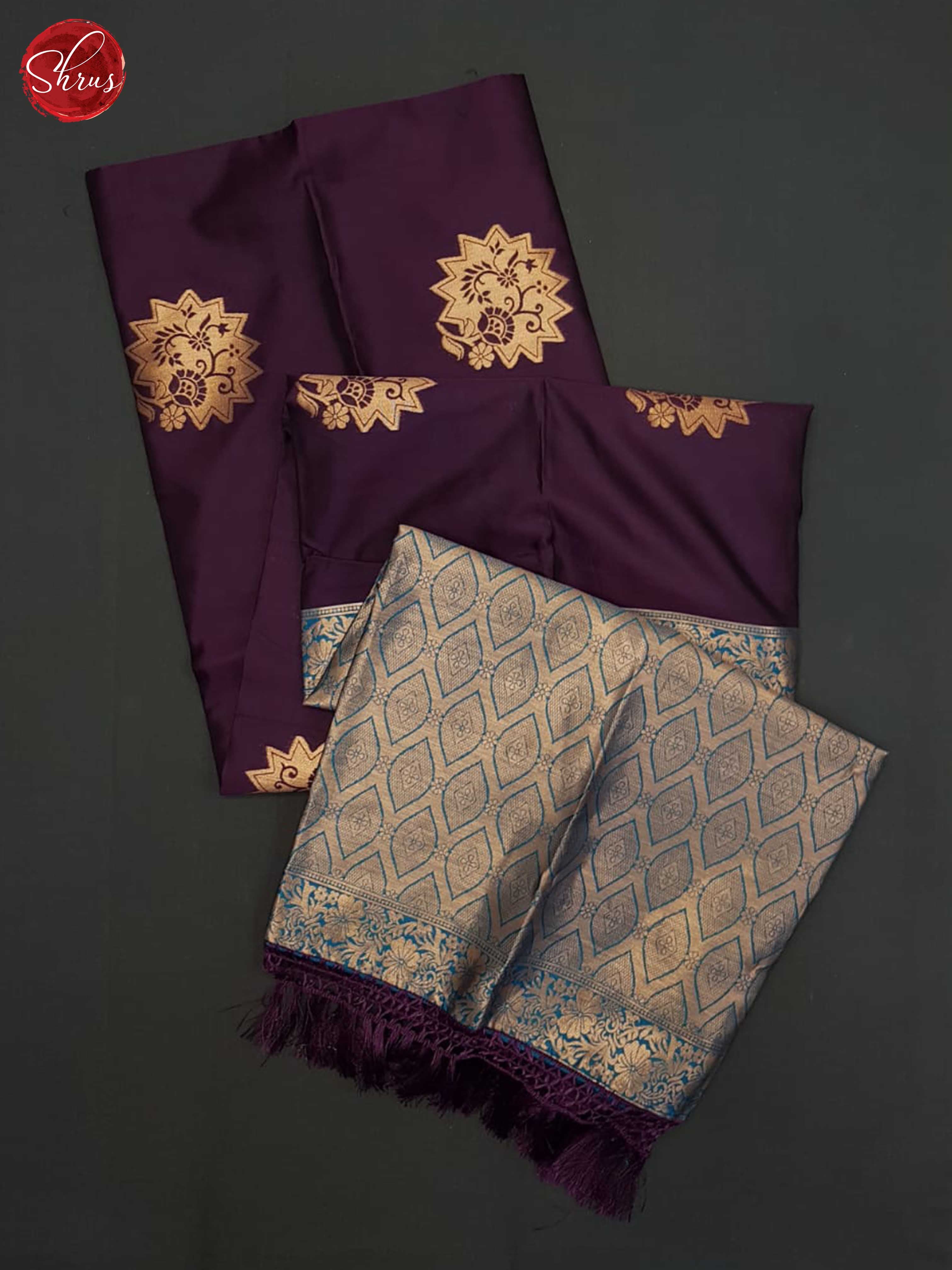 Wine And Blue-Semi Soft Silk Saree - Shop on ShrusEternity.com