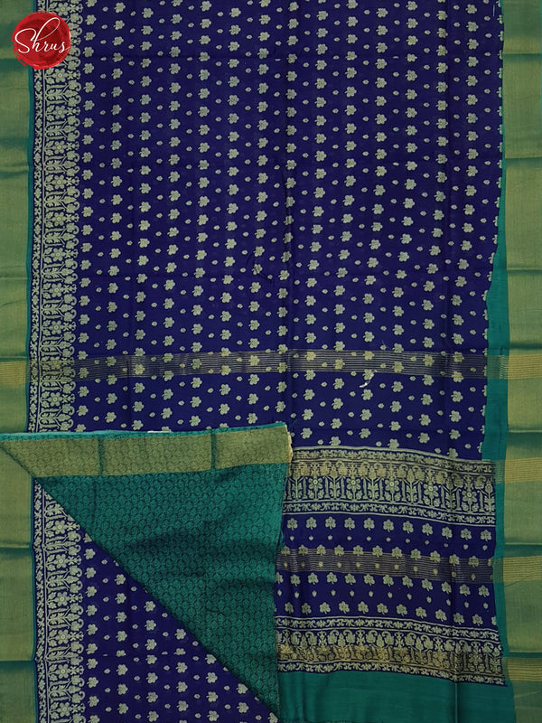 Blue & Green - Moonga Silk Saree - Shop on ShrusEternity.com