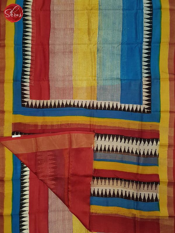 Multicolor & REd - Moonga Silk Saree - Shop on ShrusEternity.com