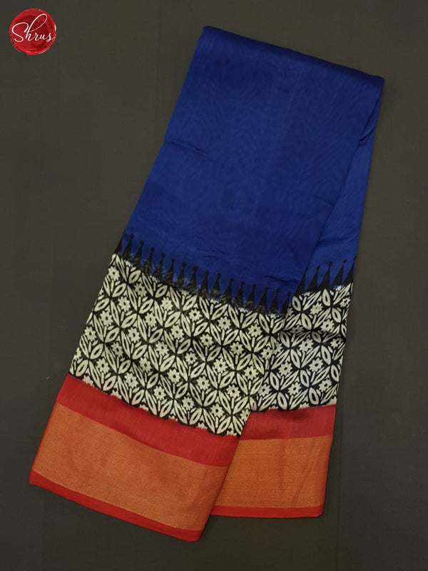 Blue & Red - Moonga Silk Saree - Shop on ShrusEternity.com