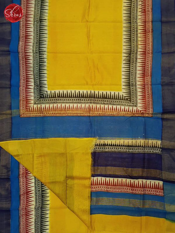 Yellow & Blue - Moonga Silk Saree - Shop on ShrusEternity.com