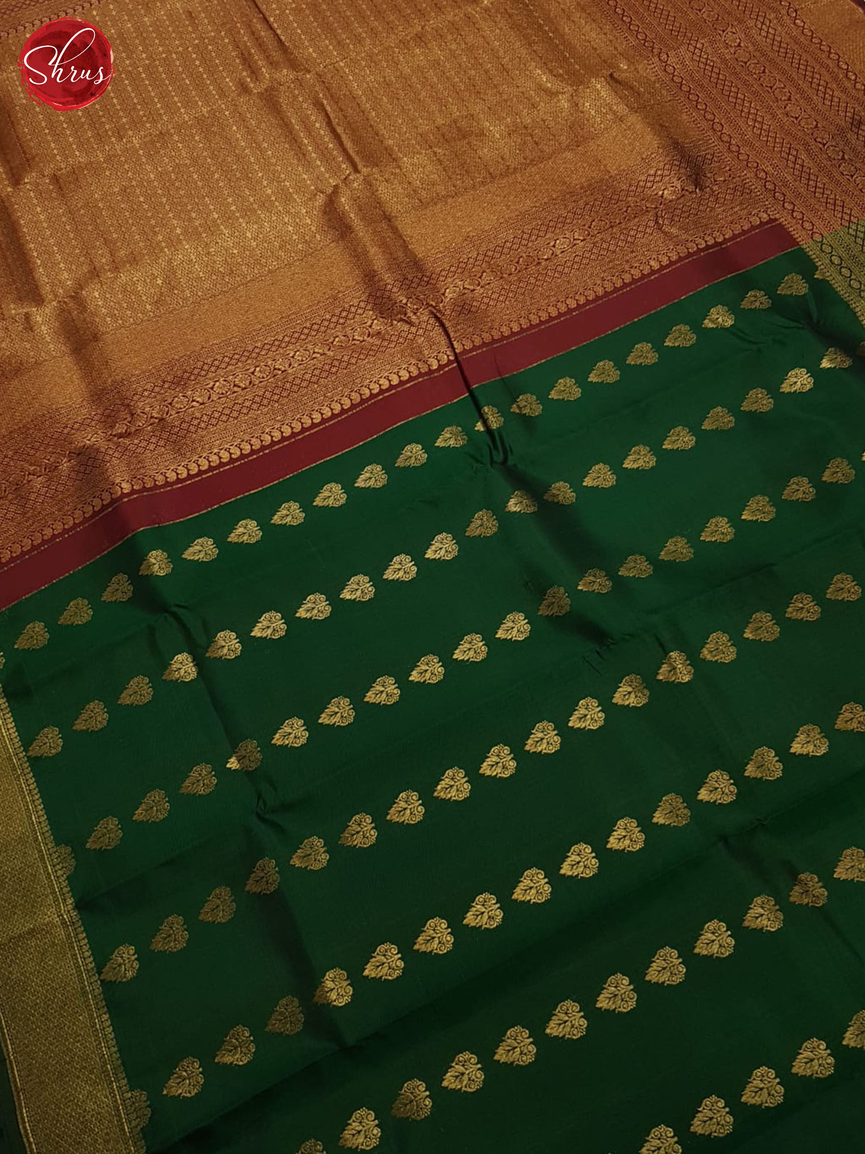 Green And Araku maroon-Kanchipuram Silk saree - Shop on ShrusEternity.com