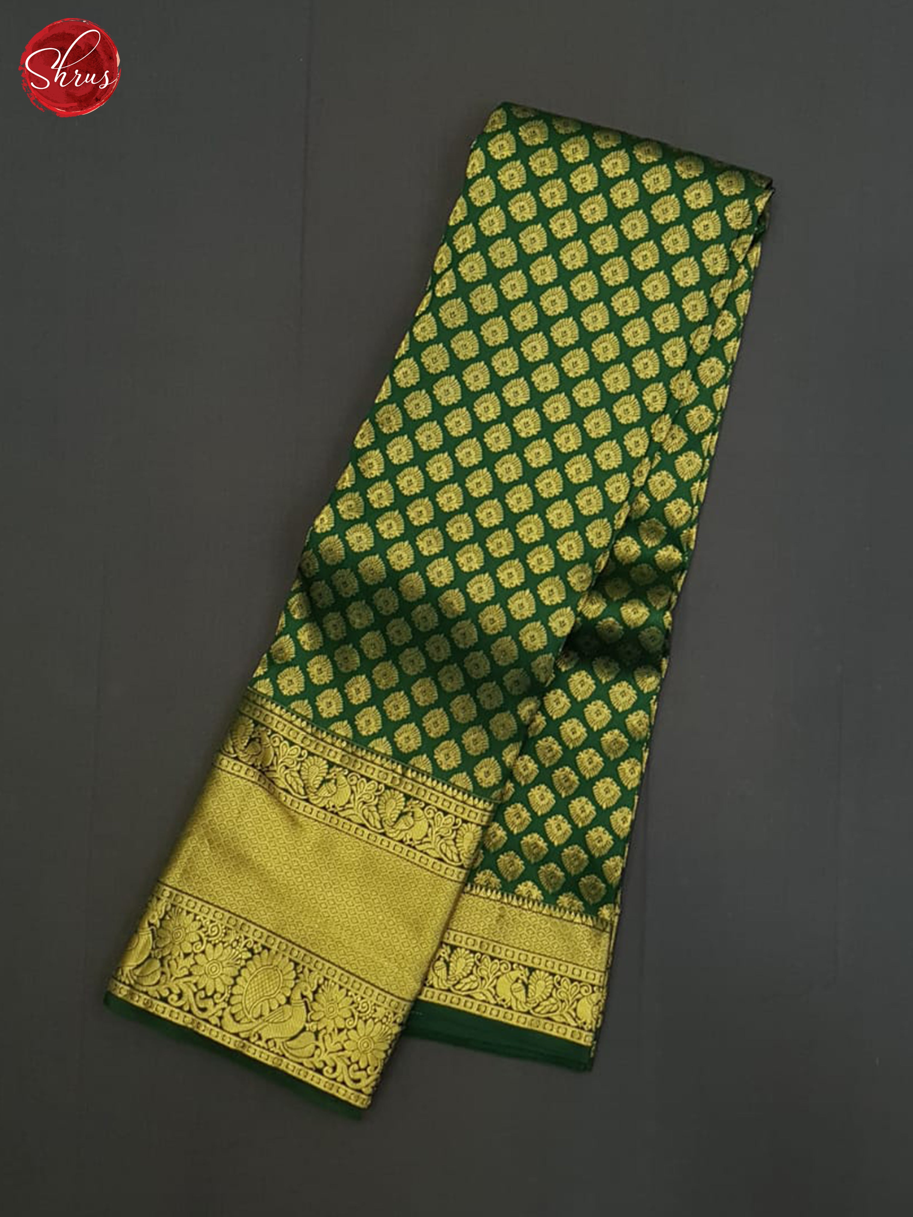 Green(Single Tone)- Kanchipuram half-pure Silk Saree - Shop on ShrusEternity.com