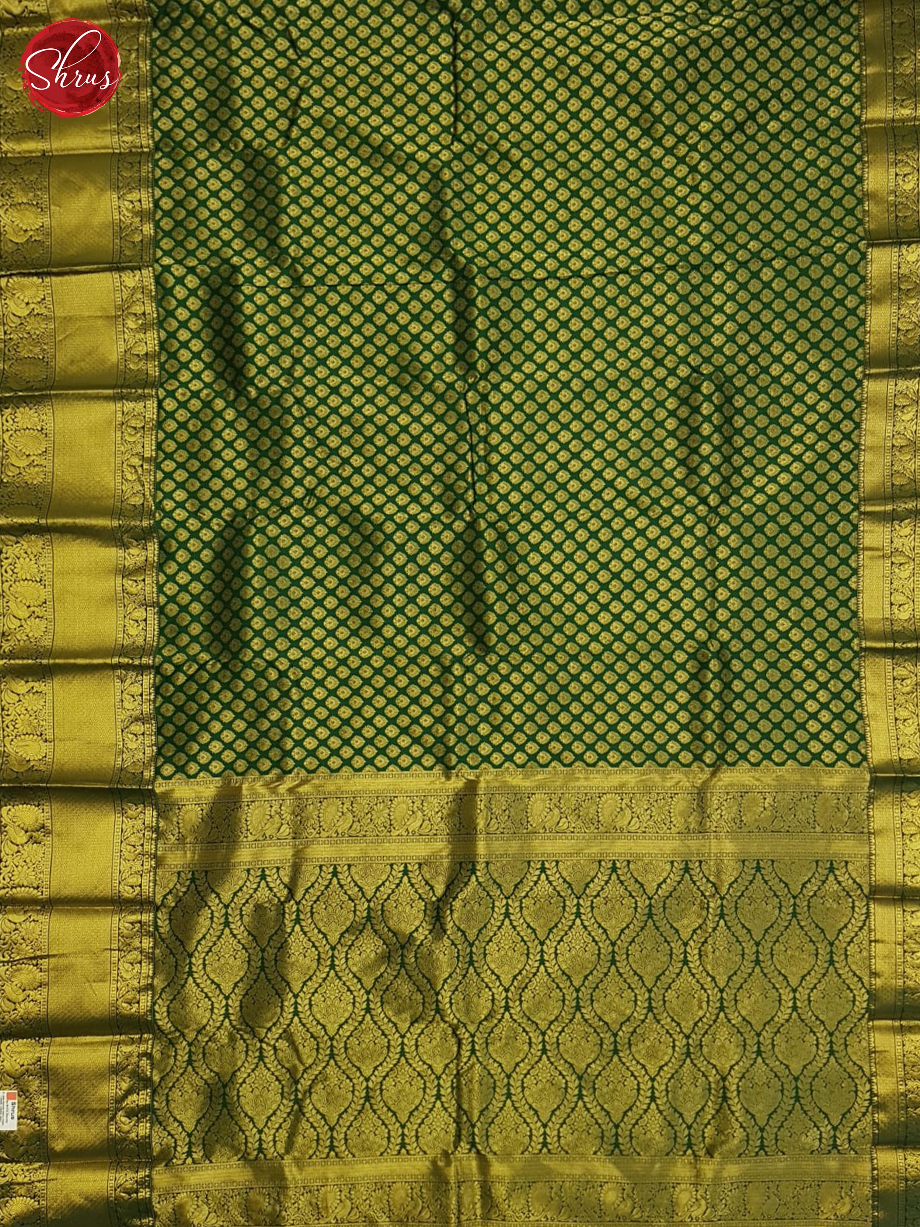 Green(Single Tone)- Kanchipuram half-pure Silk Saree - Shop on ShrusEternity.com