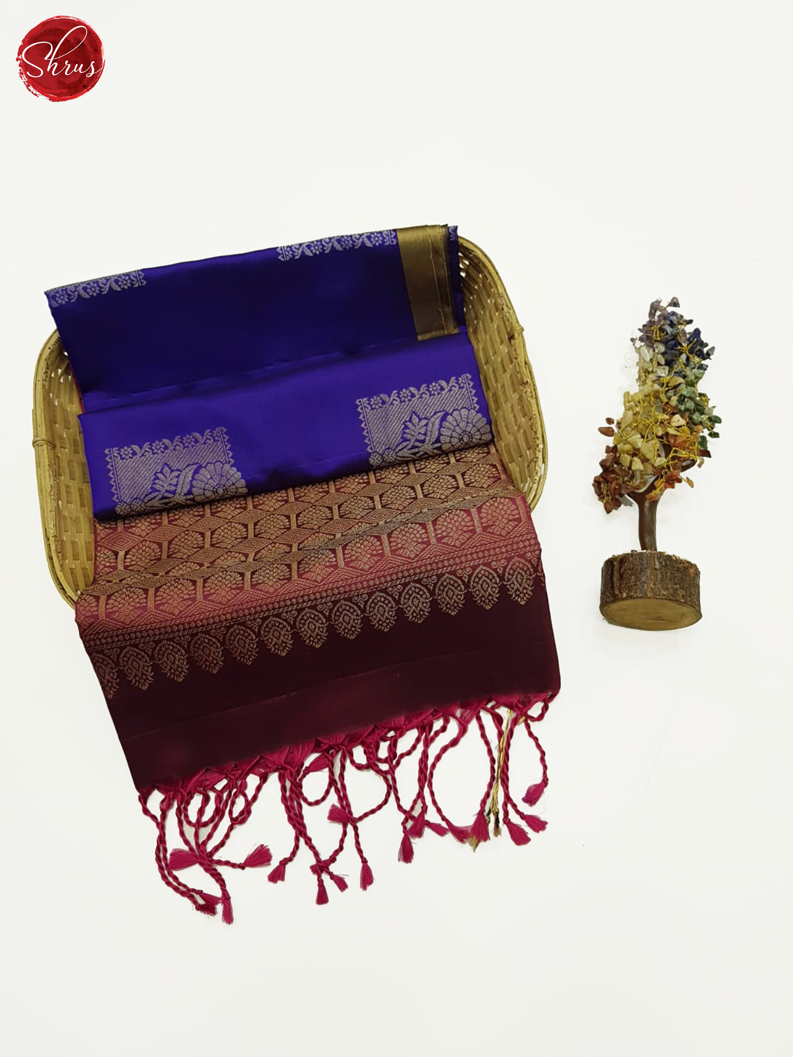 Blue  & Maroon - Soft silk Saree - Shop on ShrusEternity.com