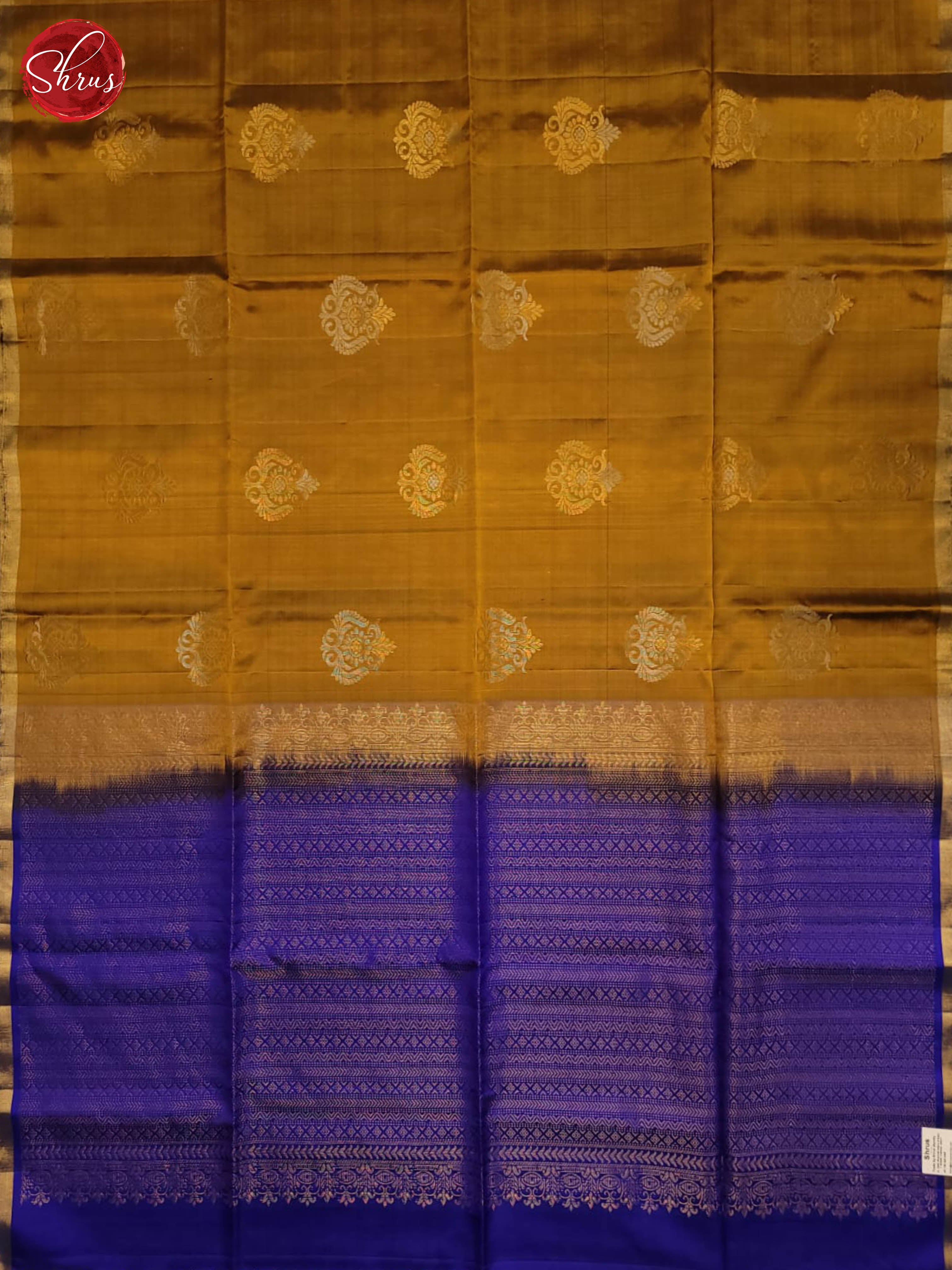 mustard & blue- Soft Silk Saree - Shop on ShrusEternity.com