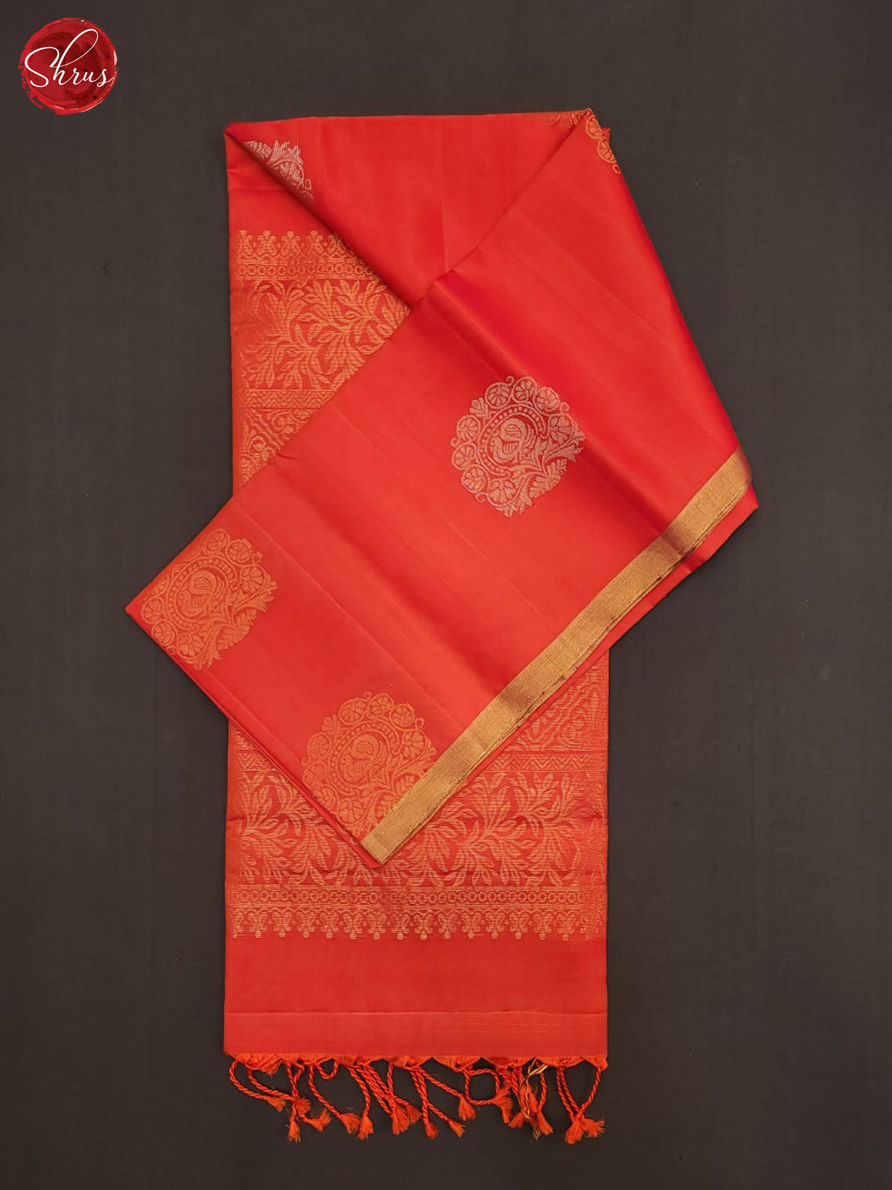 Orange(single tone)- Soft Silk Half-pure Saree - Shop on ShrusEternity.com