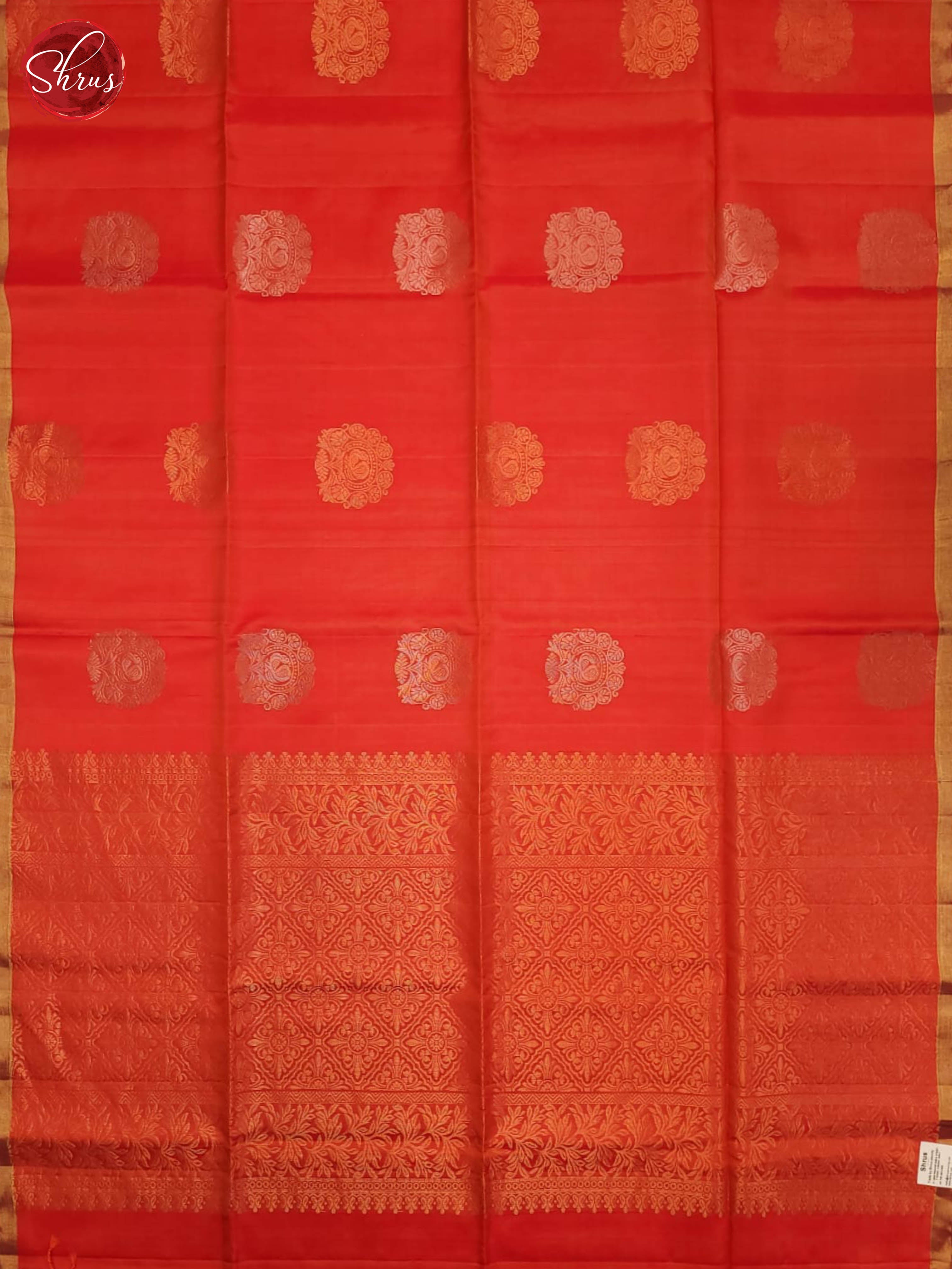 Orange(single tone)- Soft Silk Half-pure Saree - Shop on ShrusEternity.com