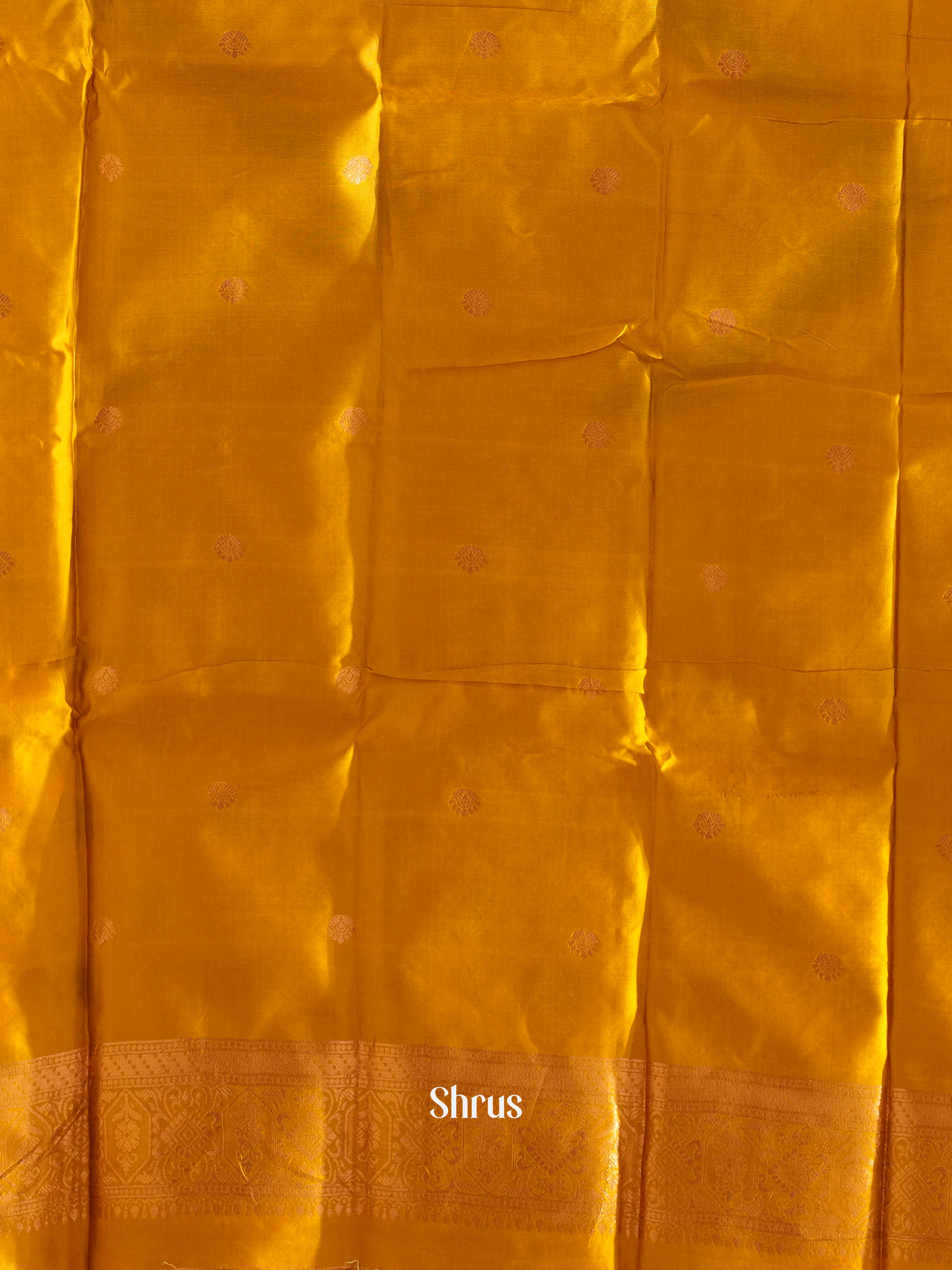 Mustard & Black - Semi Softsilk Saree