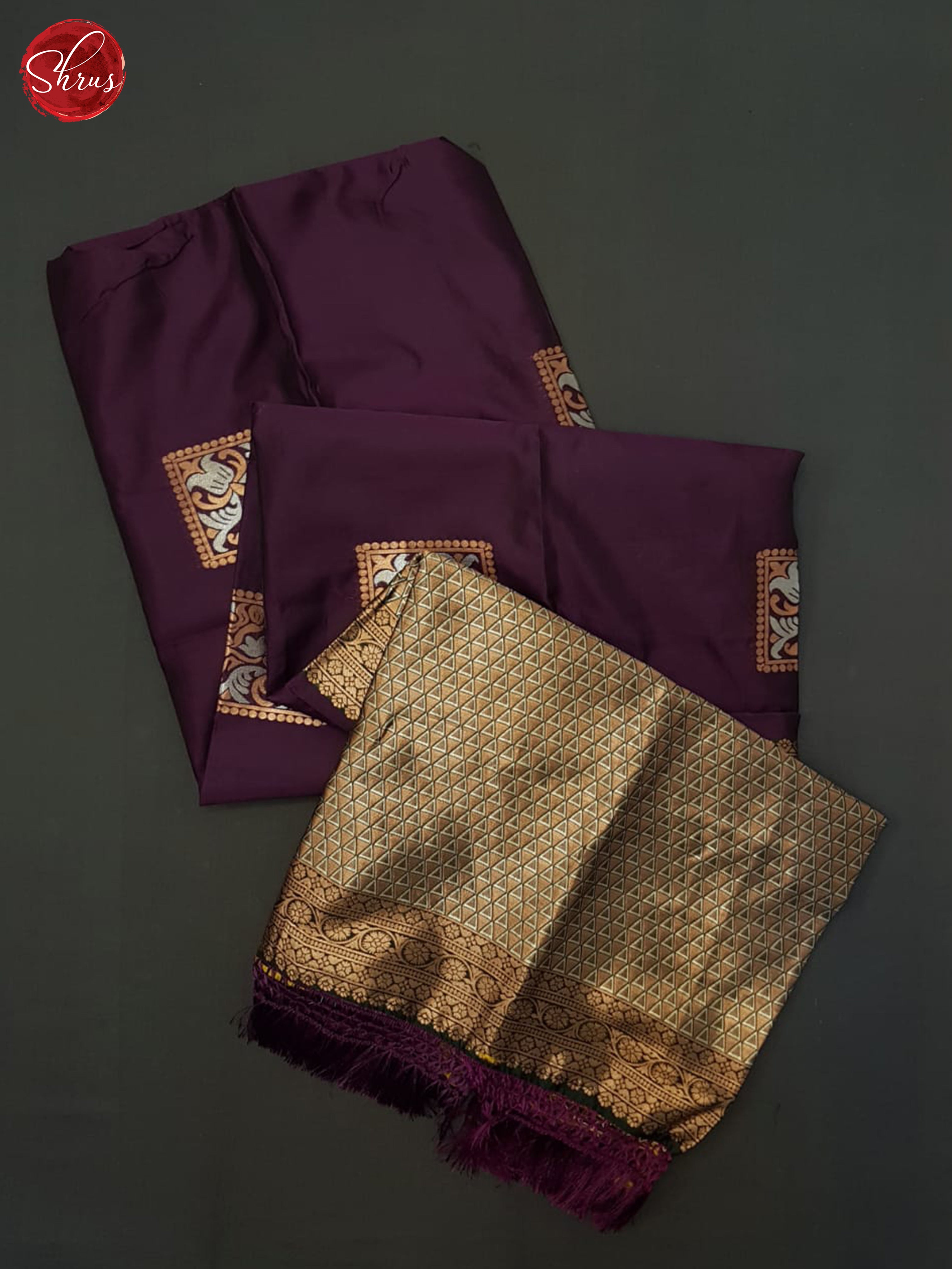 Wine And Green- Semi Soft Saree - Shop on ShrusEternity.com