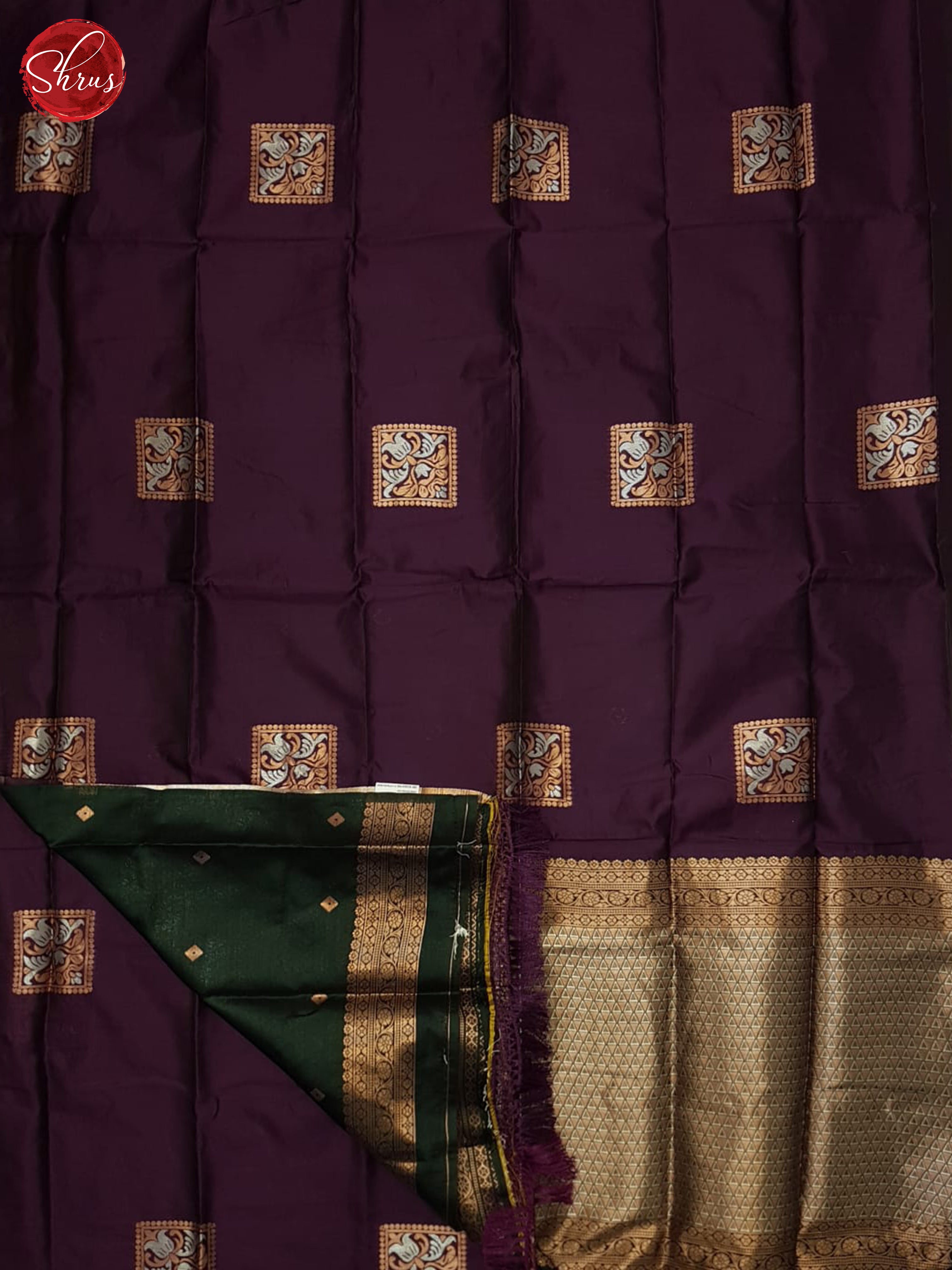 Wine And Green- Semi Soft Saree - Shop on ShrusEternity.com