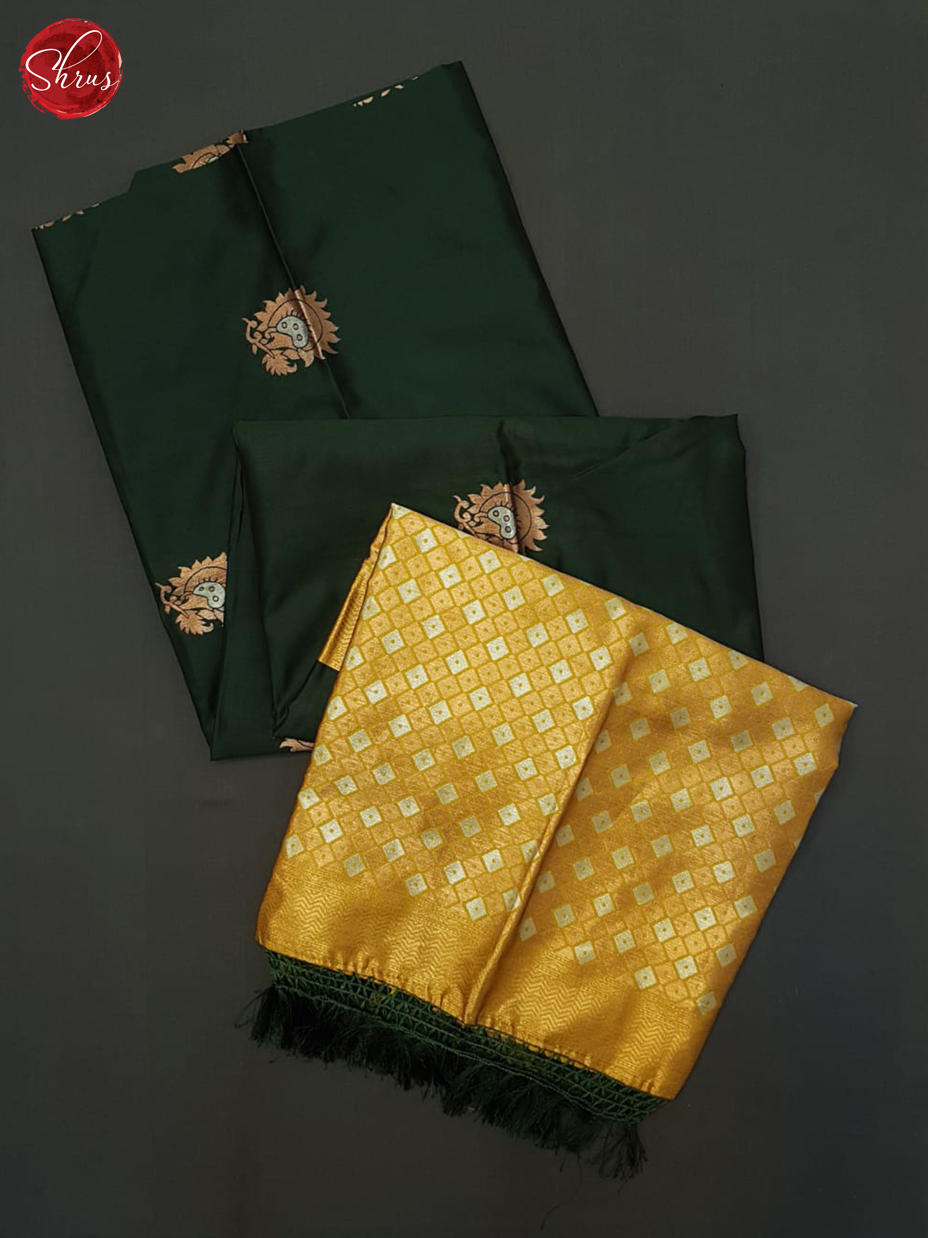 Green And Mustard- Semi Soft Silk Saree - Shop on ShrusEternity.com