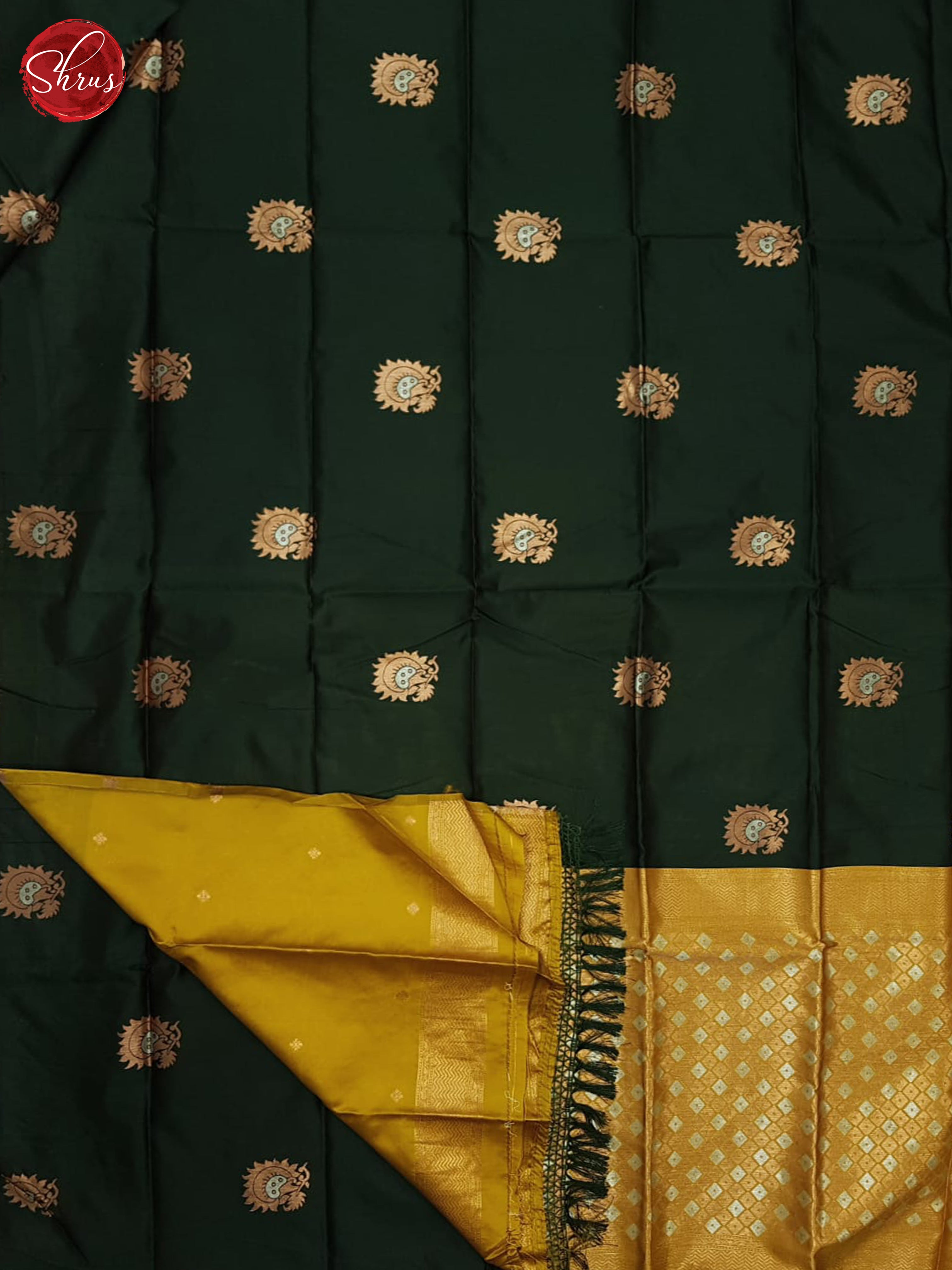 Green And Mustard- Semi Soft Silk Saree - Shop on ShrusEternity.com