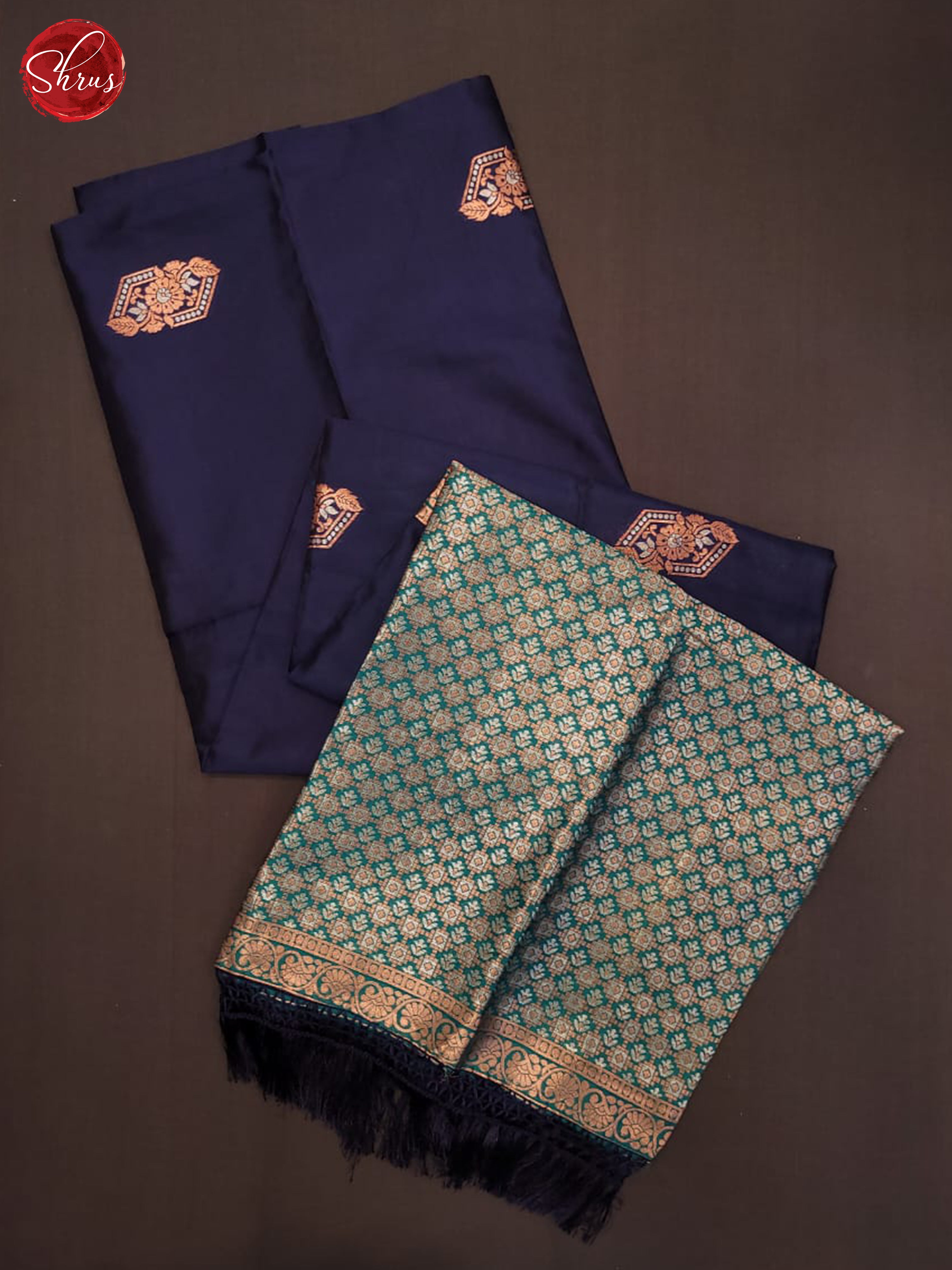 Navy Blue & Blue - Semi Soft Silk Saree - Shop on ShrusEternity.com