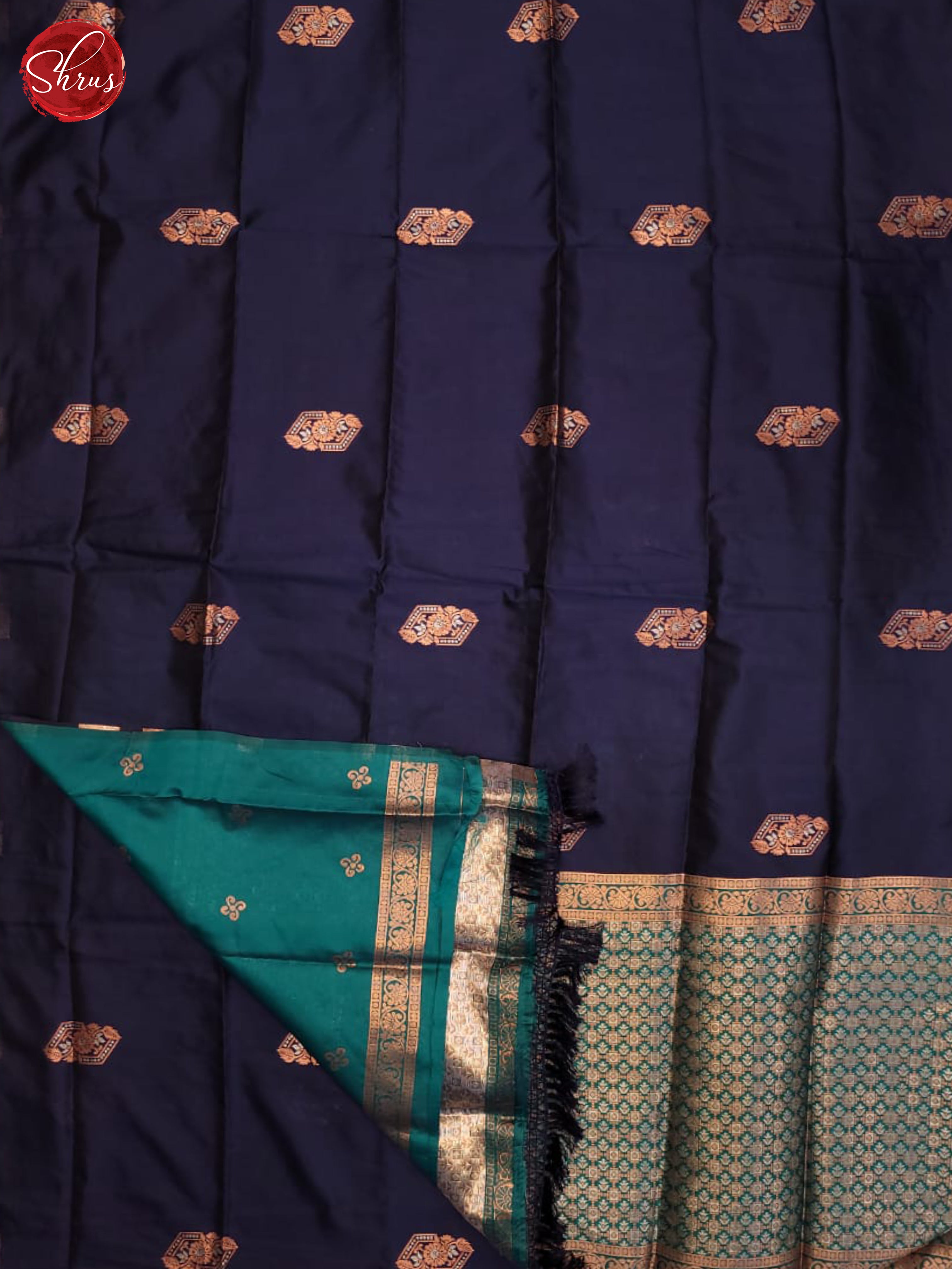 Navy Blue & Blue - Semi Soft Silk Saree - Shop on ShrusEternity.com