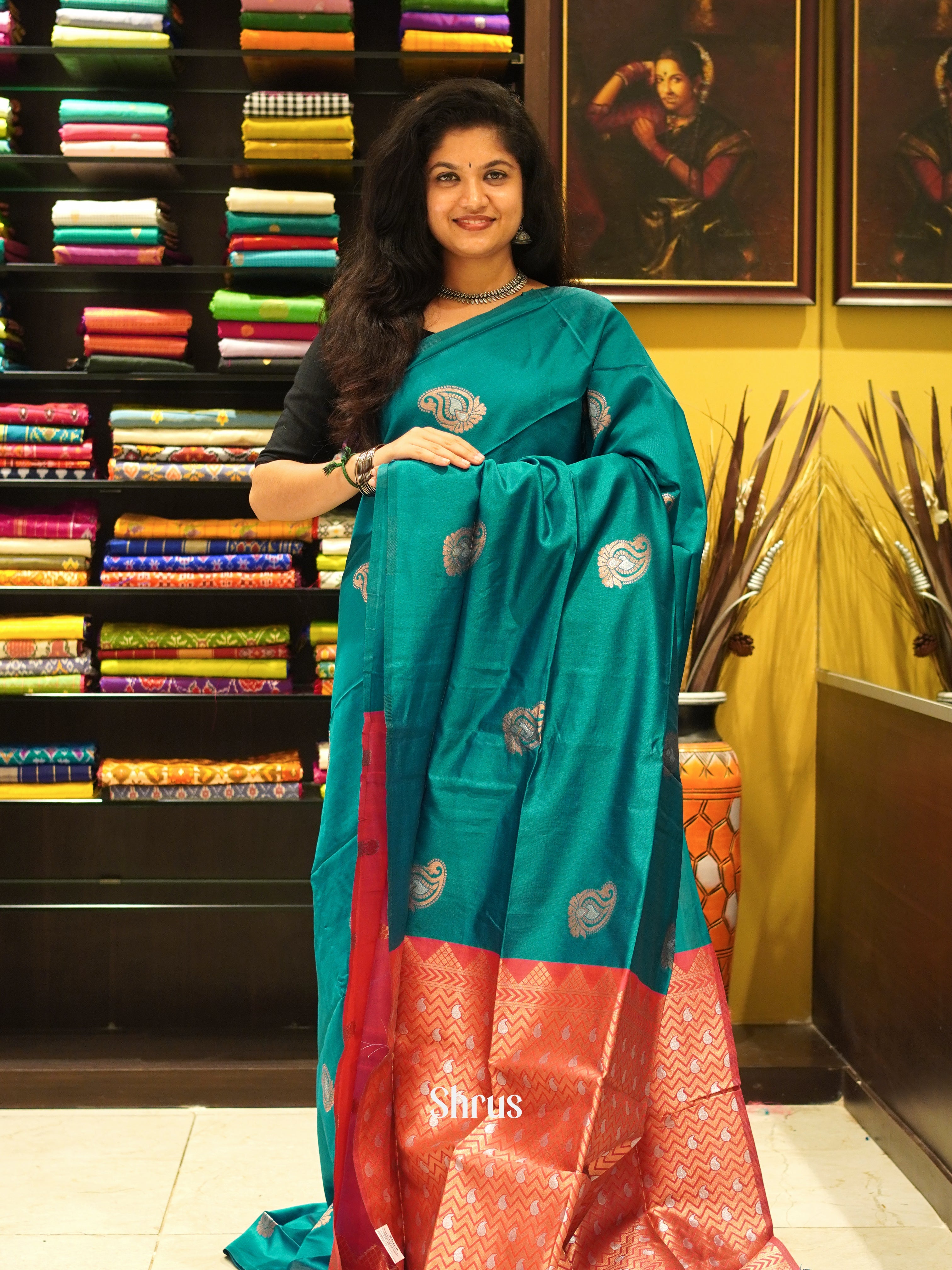 Green And Pink- Semi Soft Silk Saree