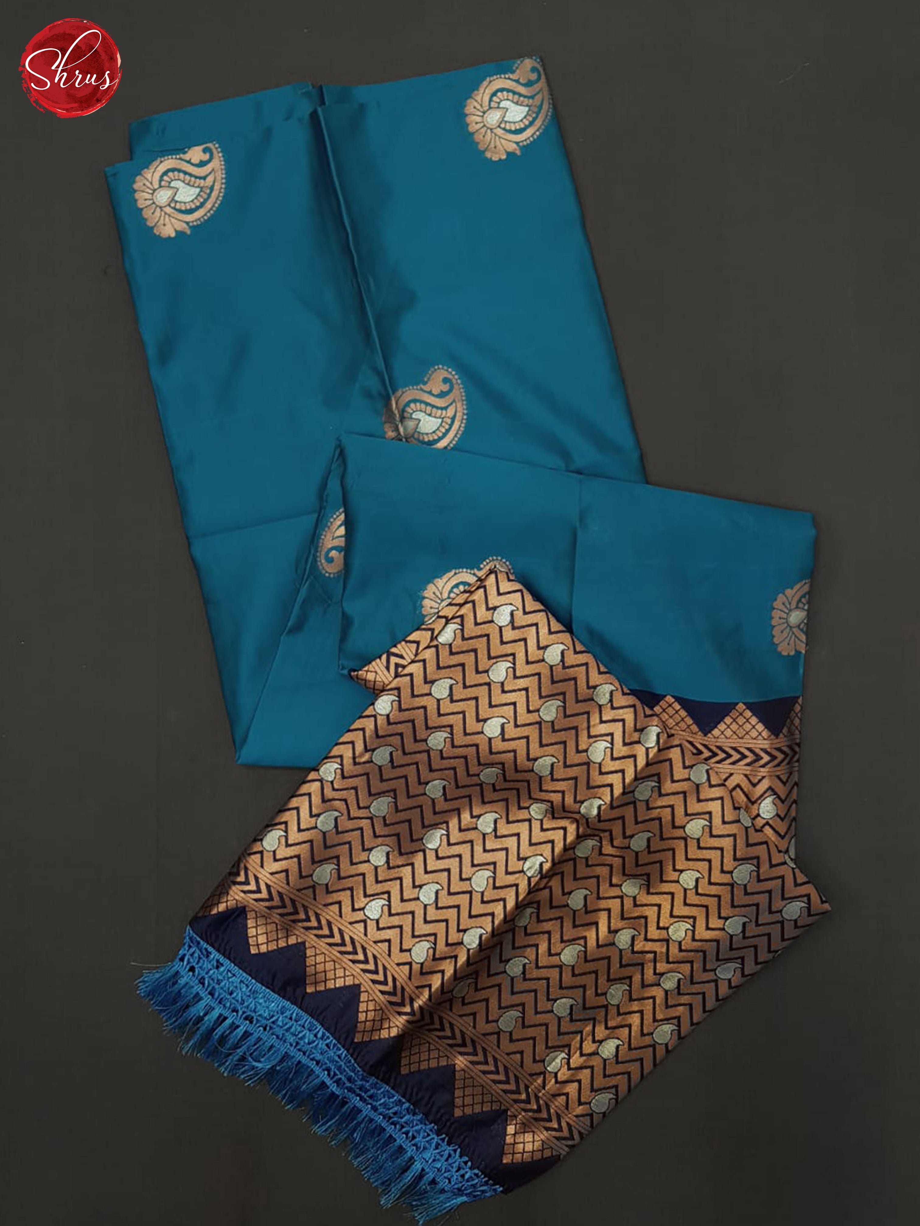 Teal & Blue  - Semi Soft Silk Saree - Shop on ShrusEternity.com