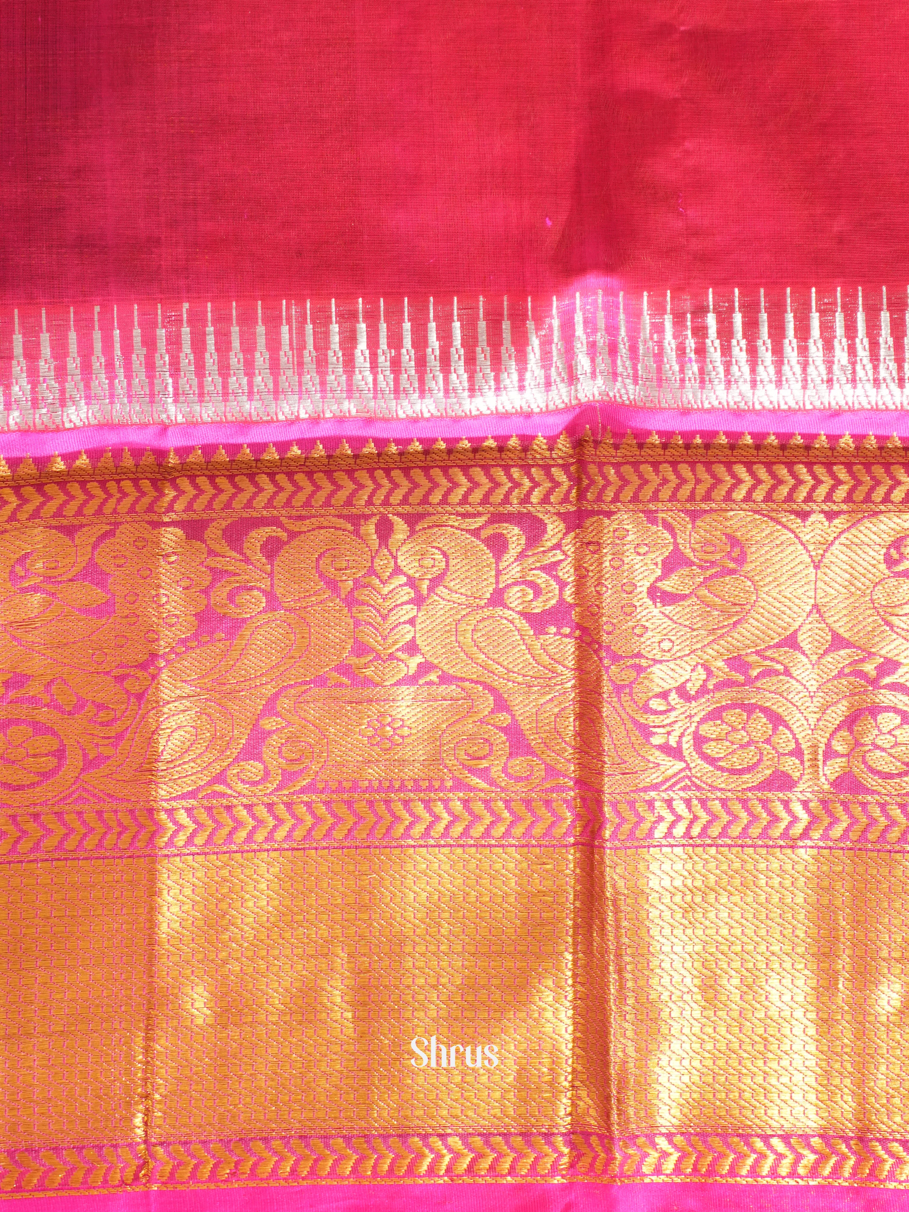 Blue & Pink - Silk Cotton Saree