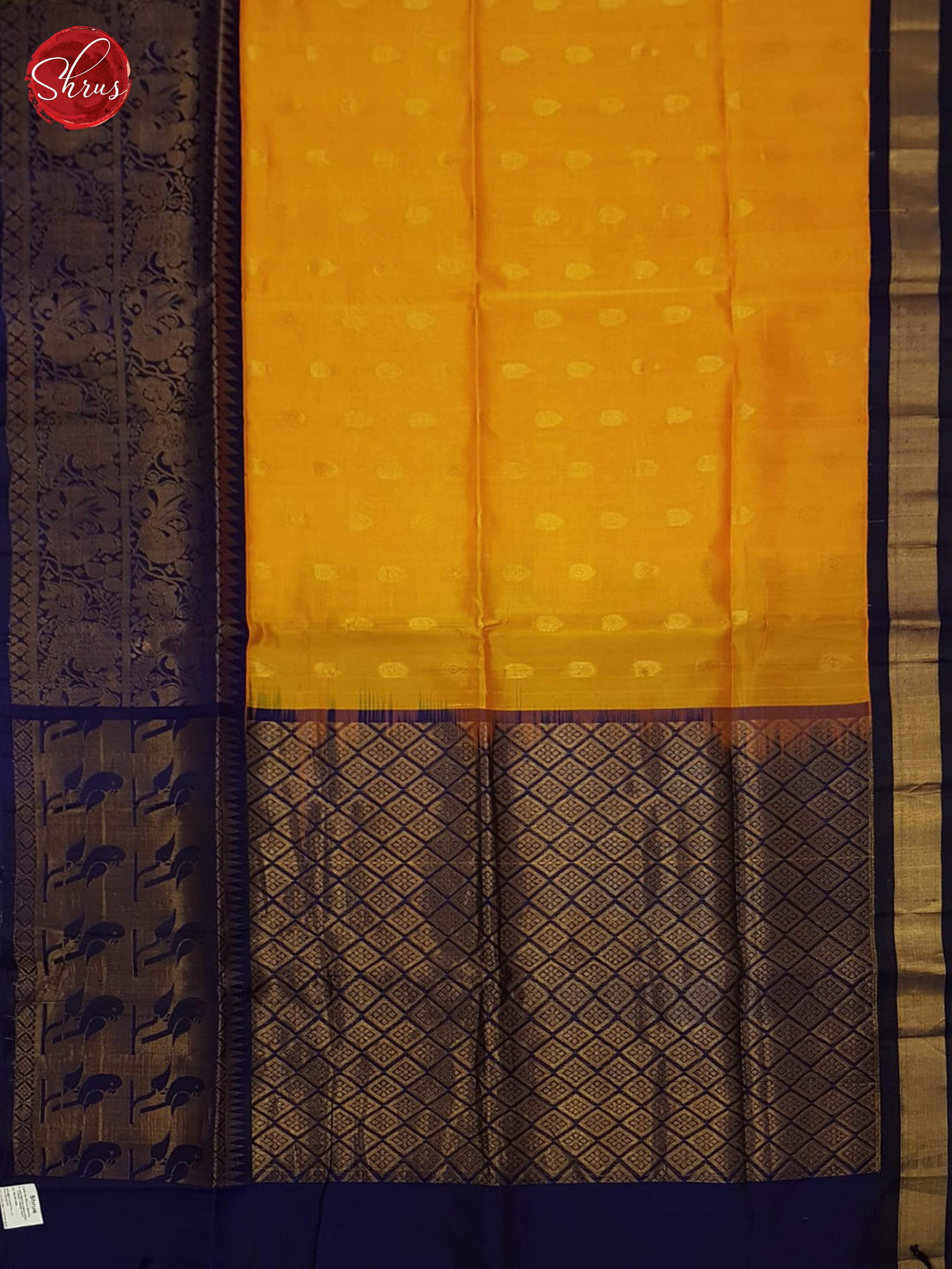 Fire Orange And Blue-silk cotton saree - Shop on ShrusEternity.com