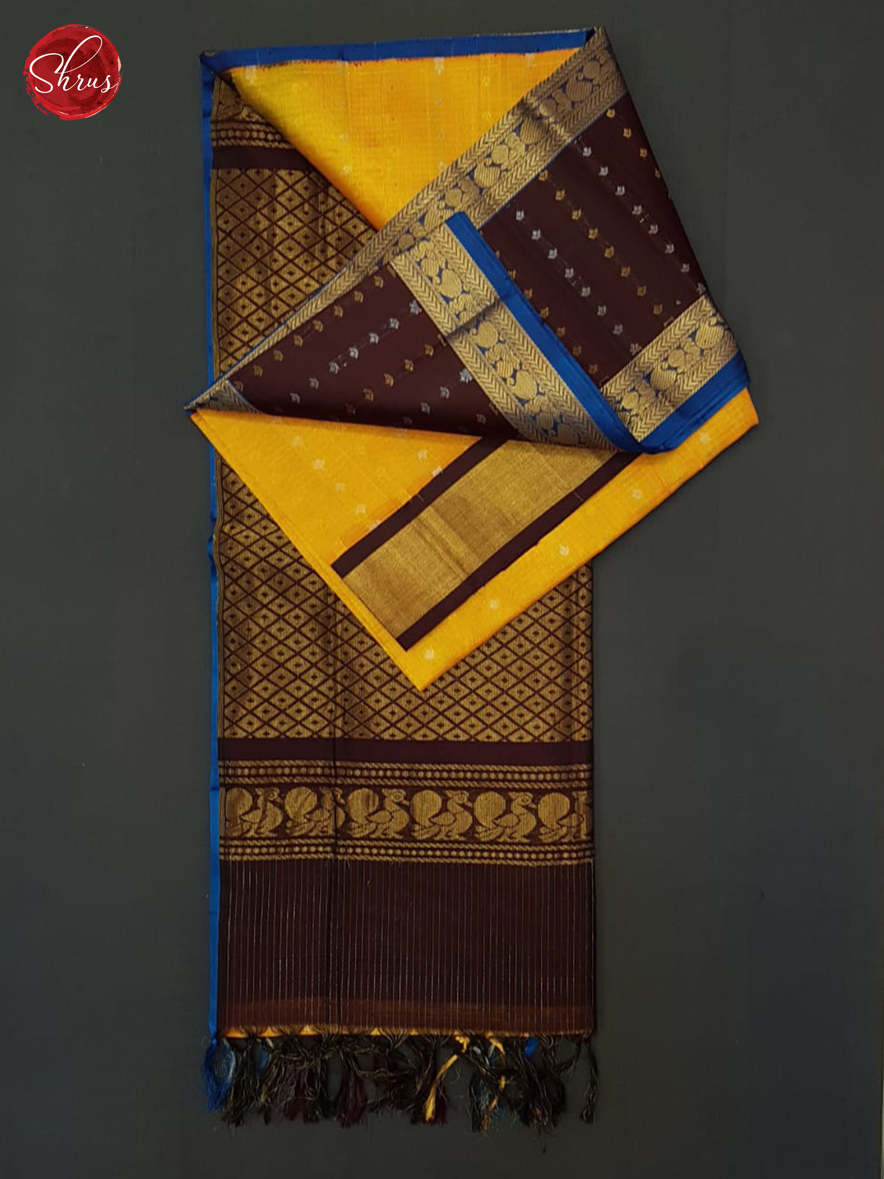 Fire Orange And Brown-silk Cotton Saree - Shop on ShrusEternity.com