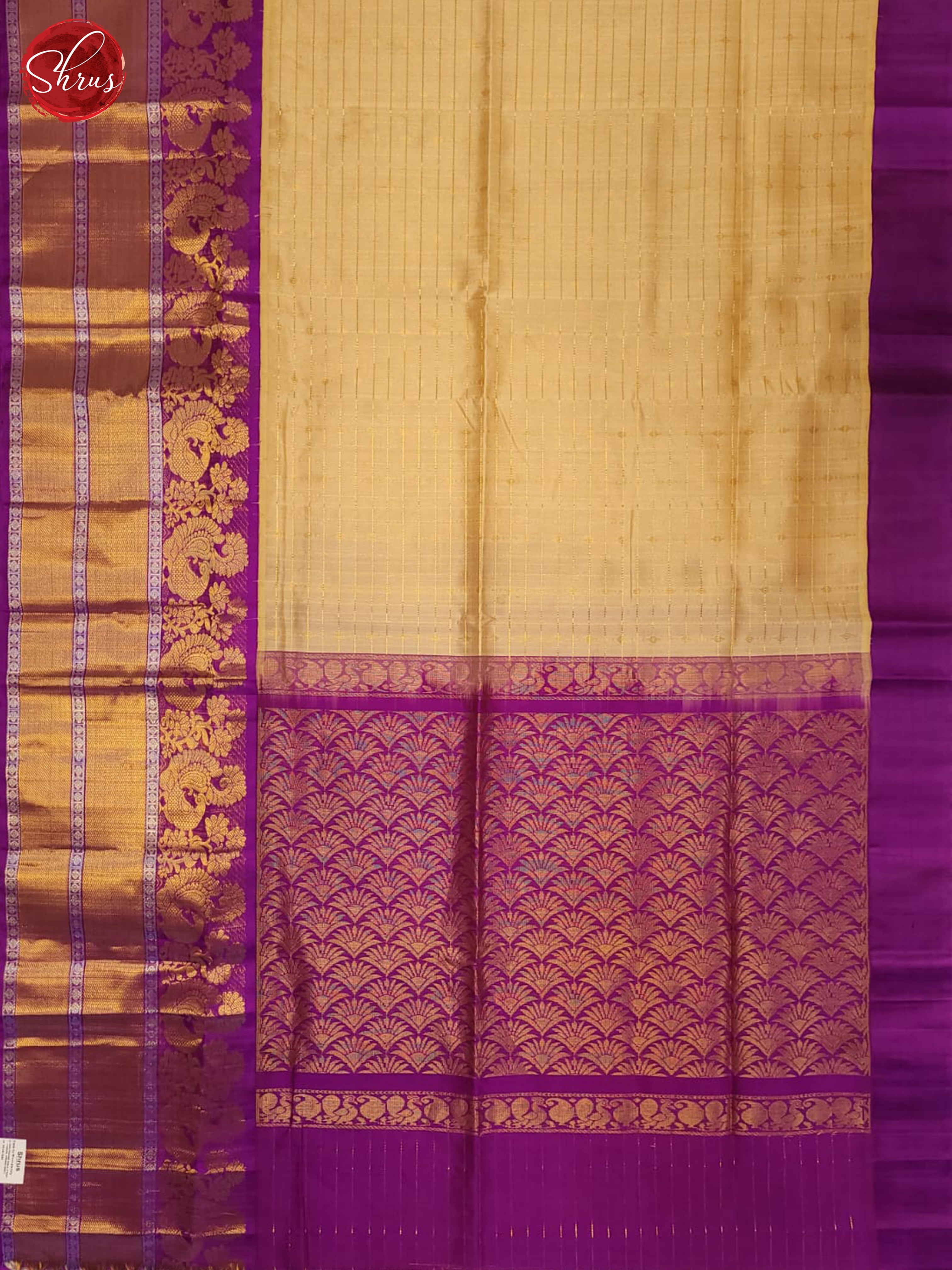 Sandal & Purple - Silk Cotton Saree - Shop on ShrusEternity.com