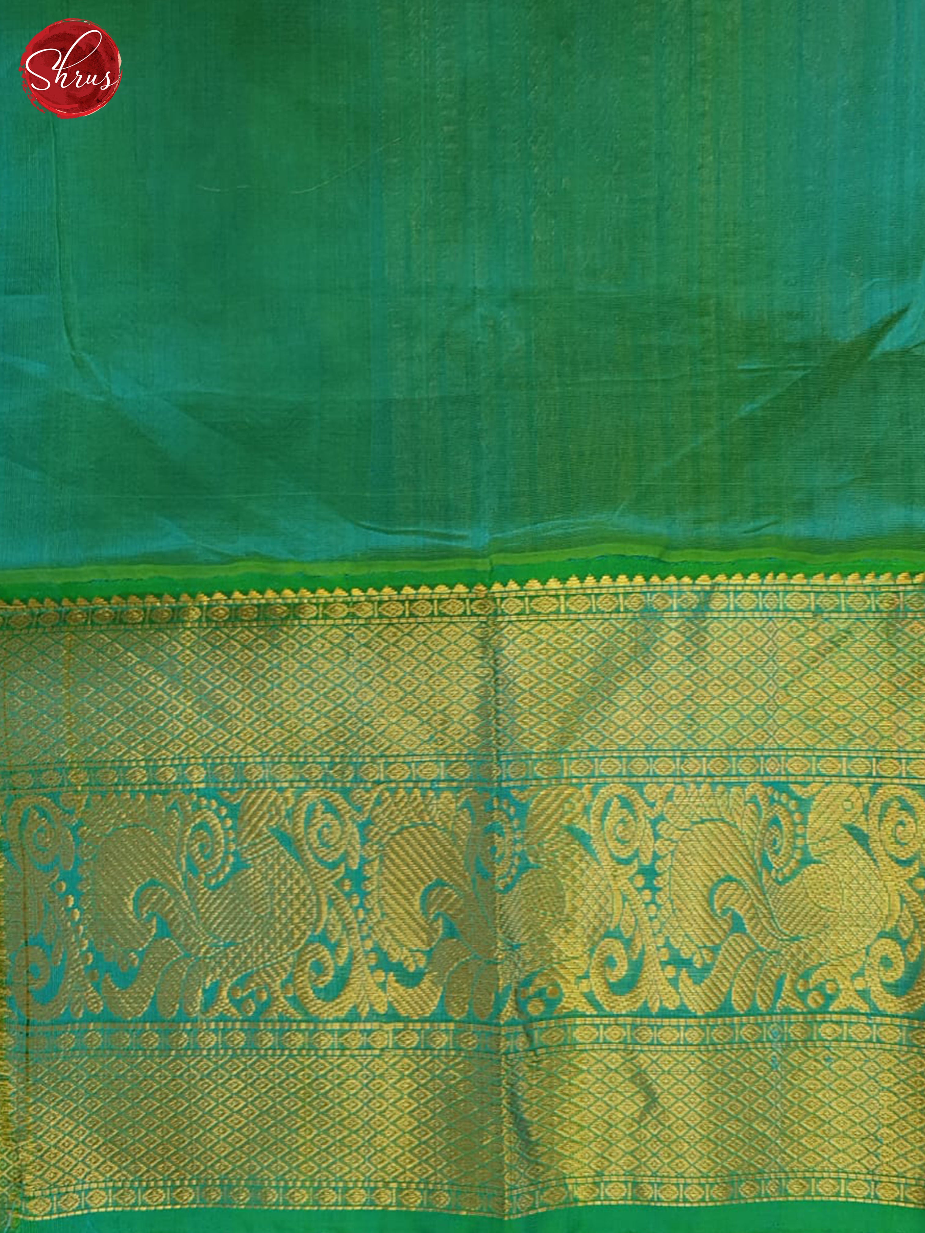 Peachish Pink & Green  - Silk Cotton Saree - Shop on ShrusEternity.com